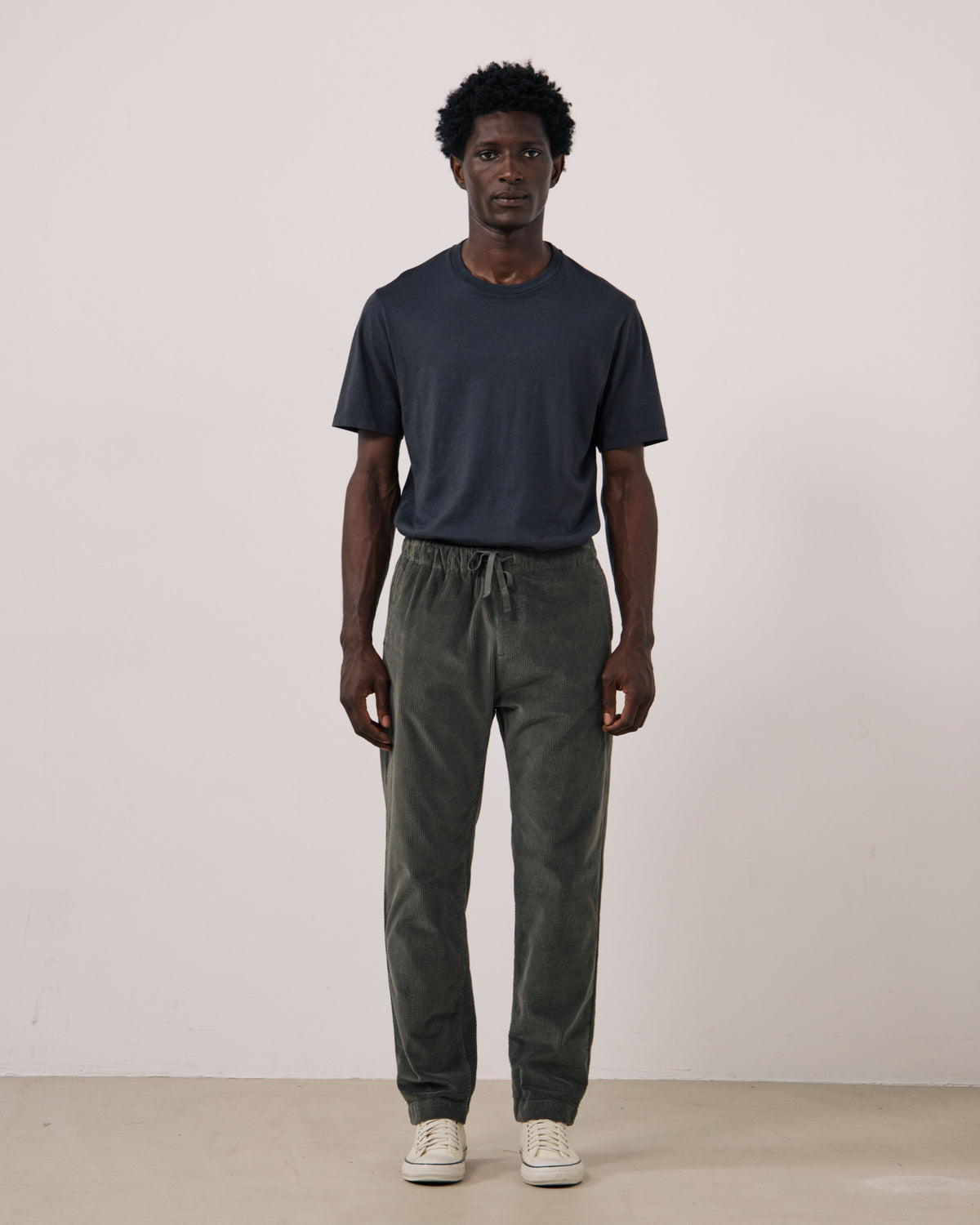 Pantalon Homme en Velours Côtelé Seersucker Vert Camo Joggy