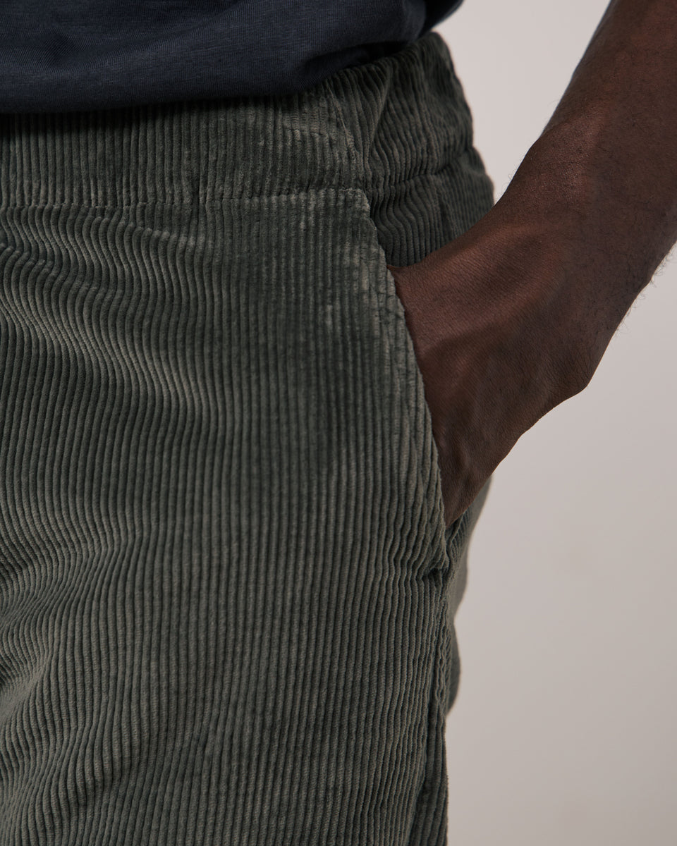 Pantalon Homme en Velours Côtelé Seersucker Vert Camo Joggy - Image 3