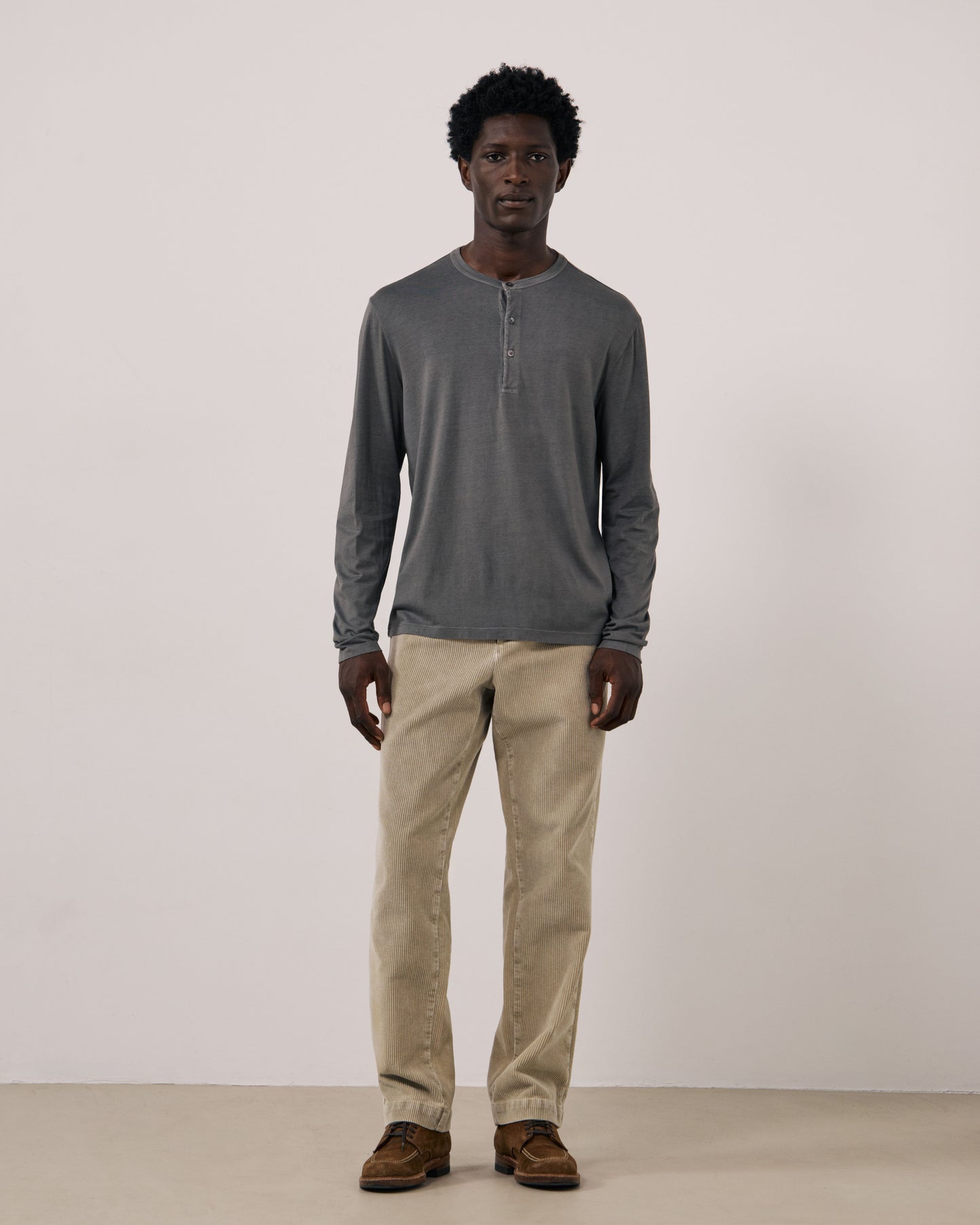 T-shirt Homme en Jersey de Lyocell & Coton Gris Henley