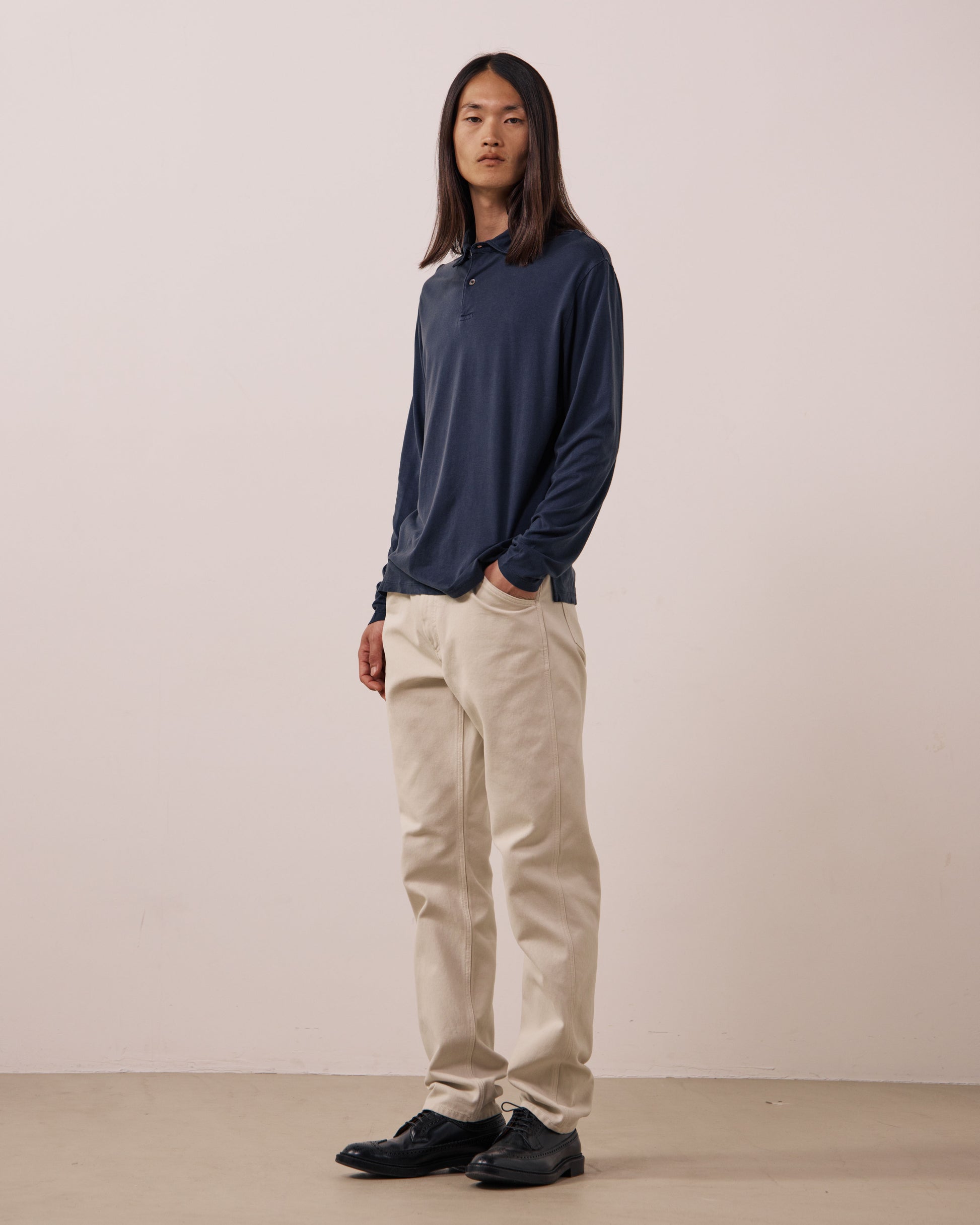Polo Homme en Jersey de Lyocell & Coton Bleu Nuit
