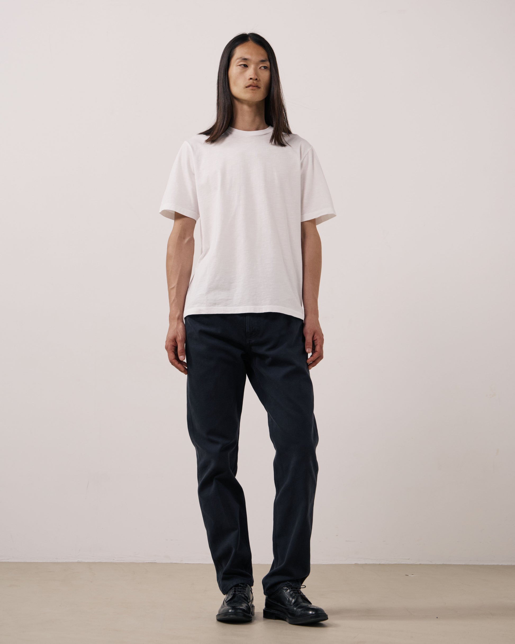 T-shirt Homme en Coton Slub Blanc Crew