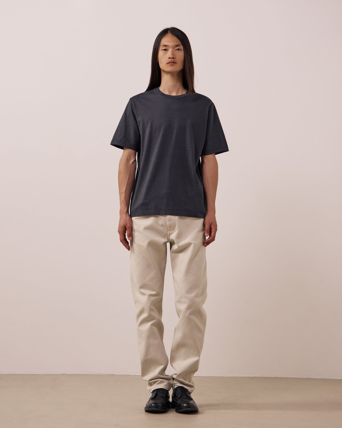 T-shirt Homme en Coton Slub Carbone Crew