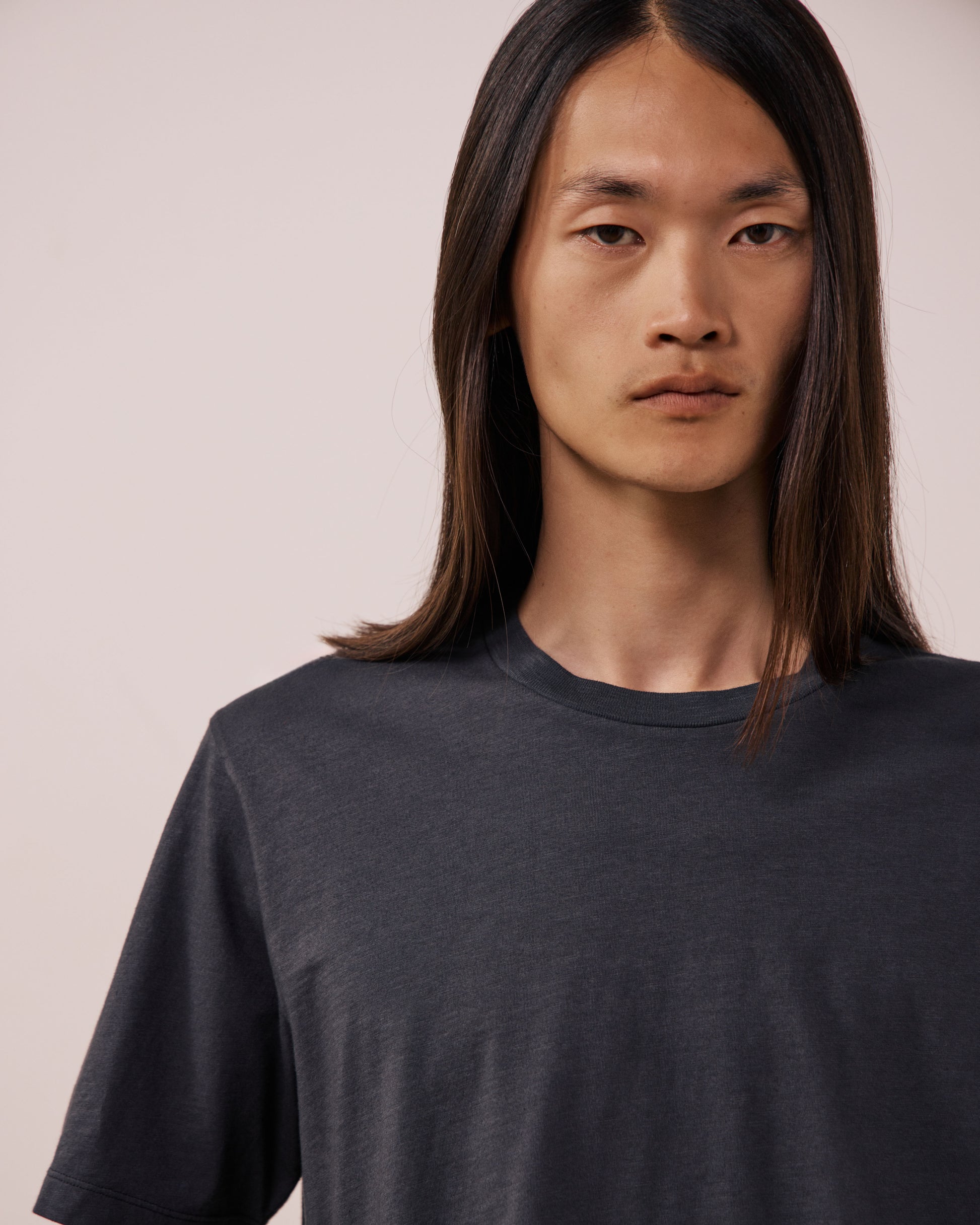 T-shirt Homme en Coton Slub Carbone Crew