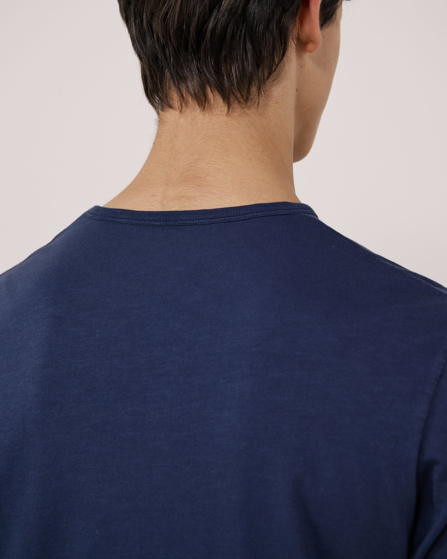 T-shirt Homme en Coton Slub Bleu Marine Crew