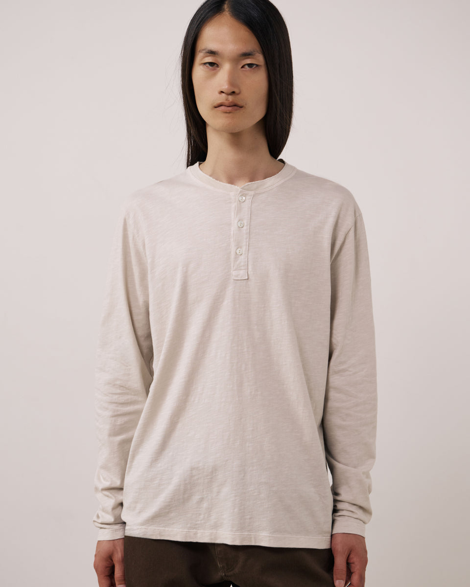 T-shirt Homme en Coton Slub Ecru Henley - Image principale