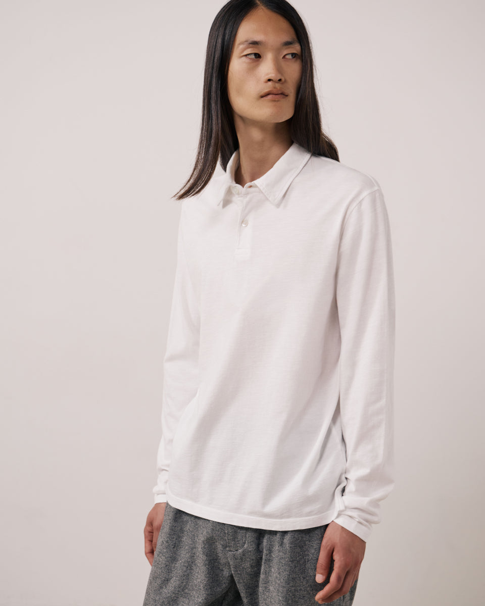 Polo Homme en Coton Slub Blanc - Image principale