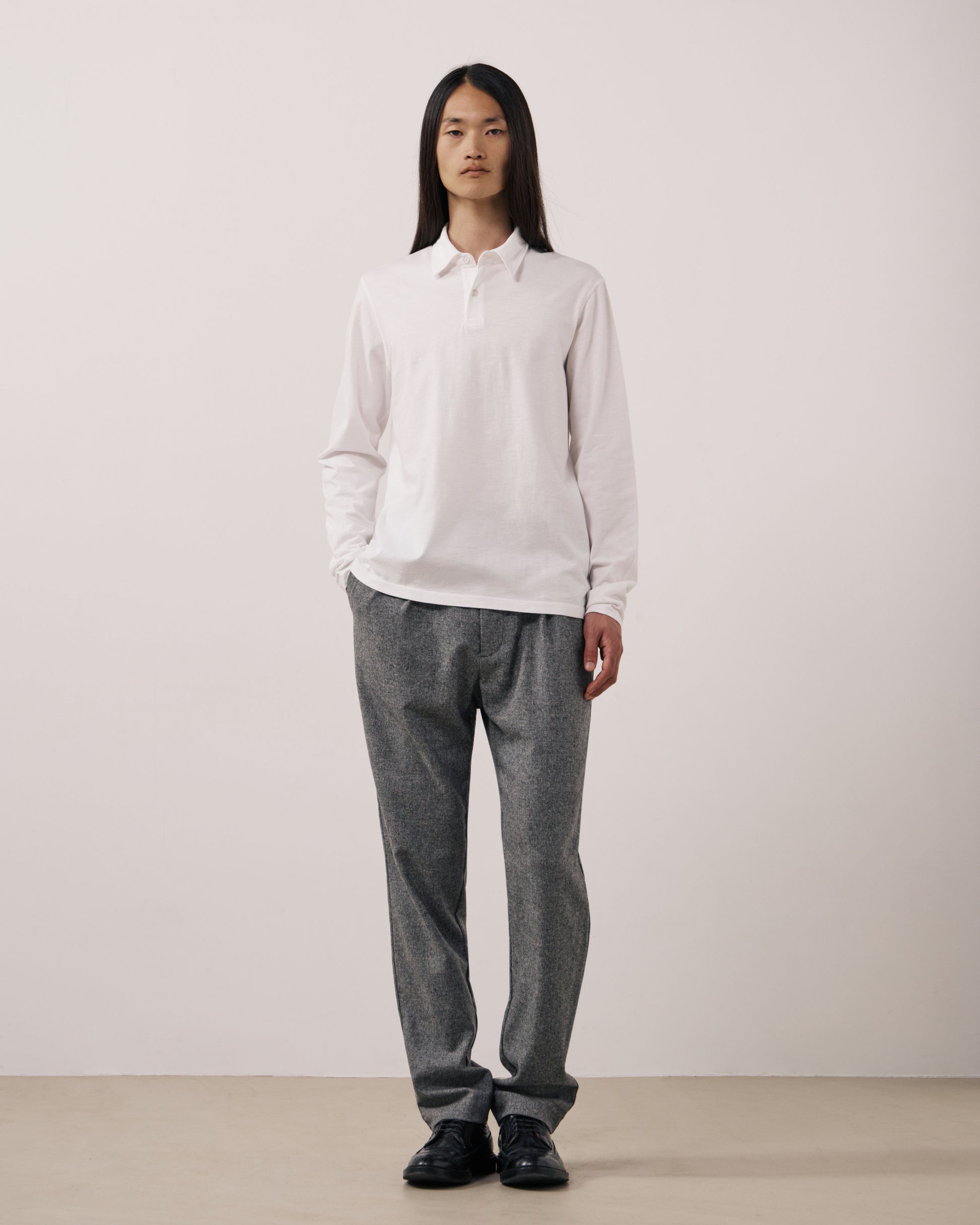 Polo Homme en Coton Slub Blanc