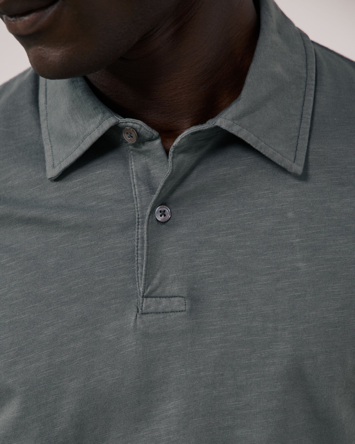 Polo Homme en Coton Slub Vert de gris Polo