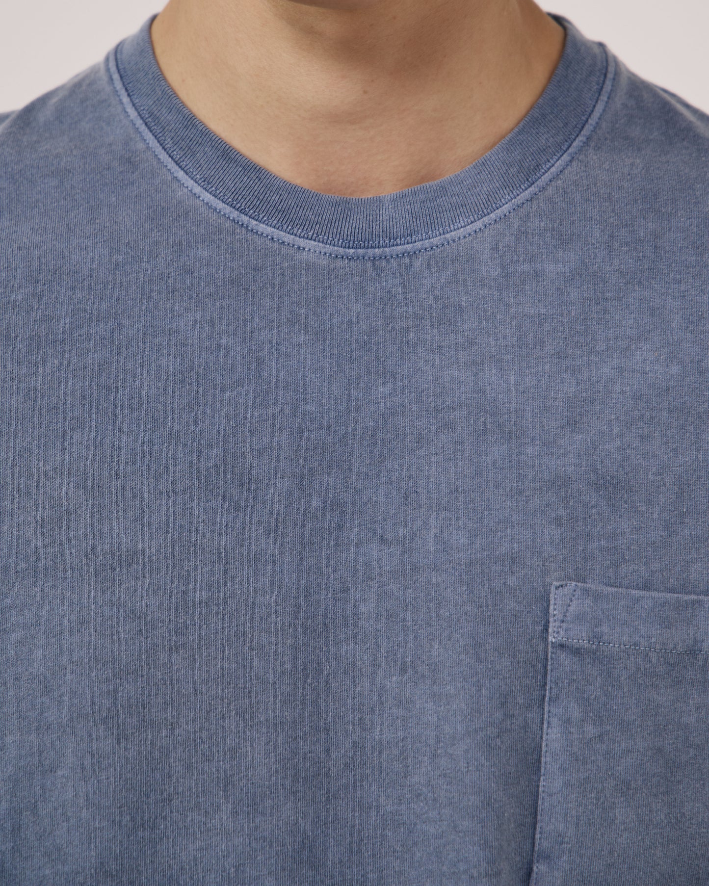 T-shirt Homme en Jersey de Coton Bleu Denim Pocket