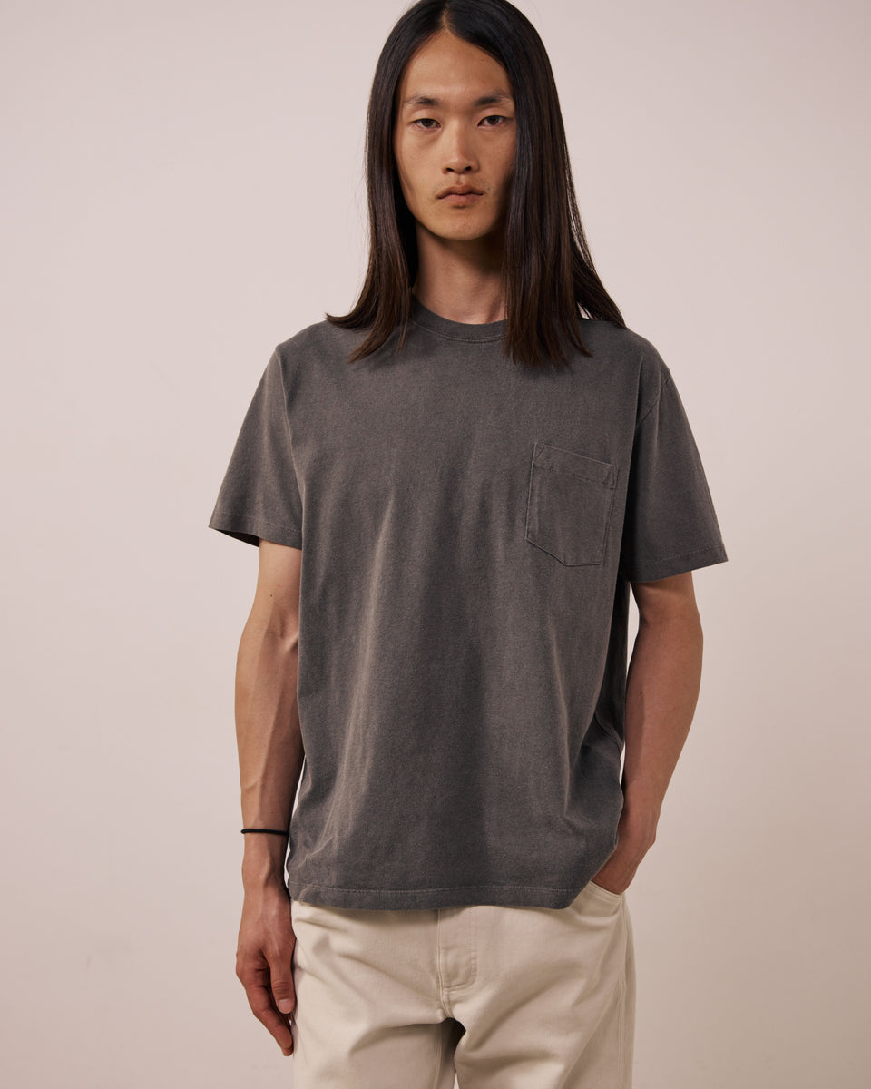 T-shirt Homme en Jersey de Coton Gris Pocket - Image principale