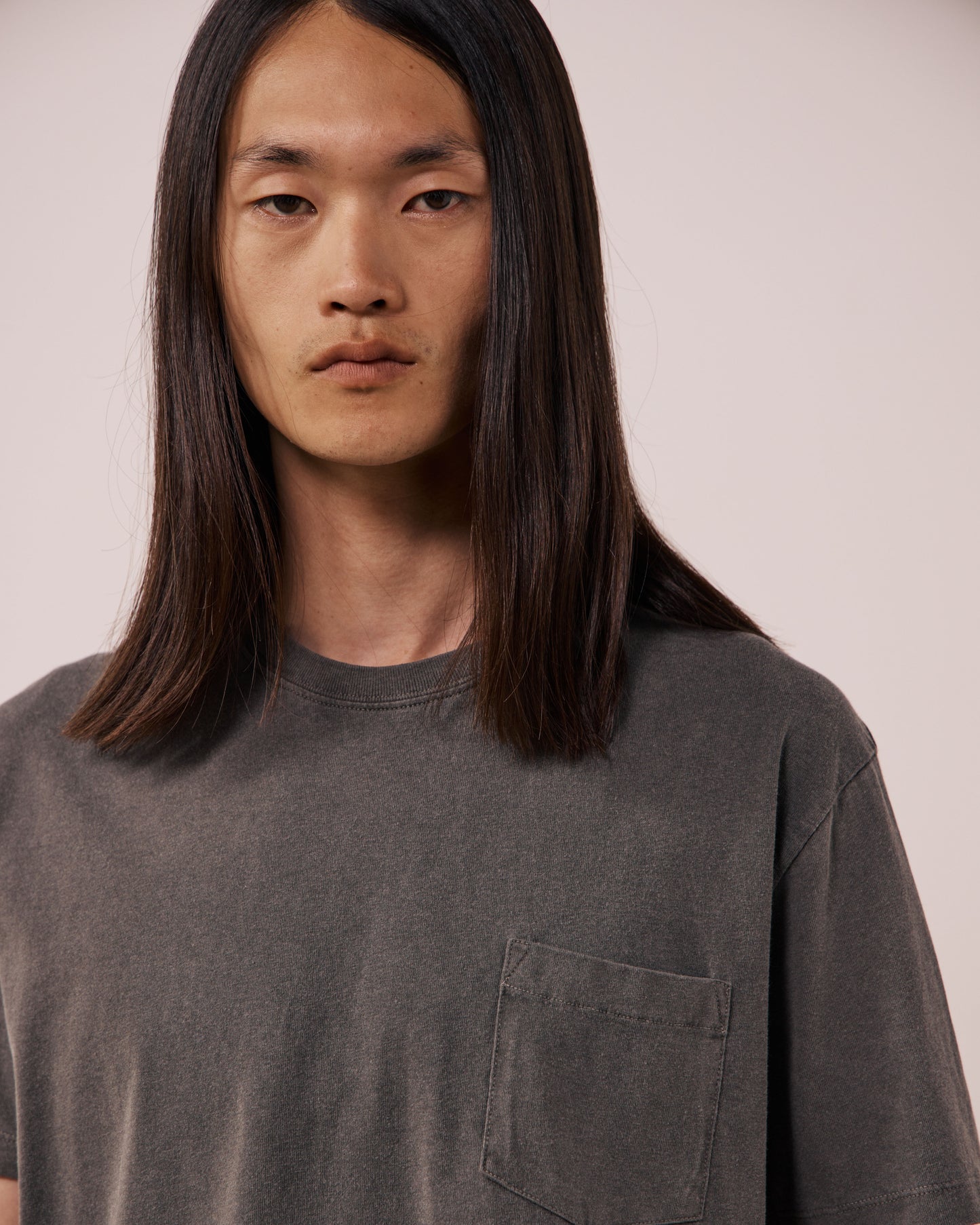 T-shirt Homme en Jersey de Coton Gris Pocket