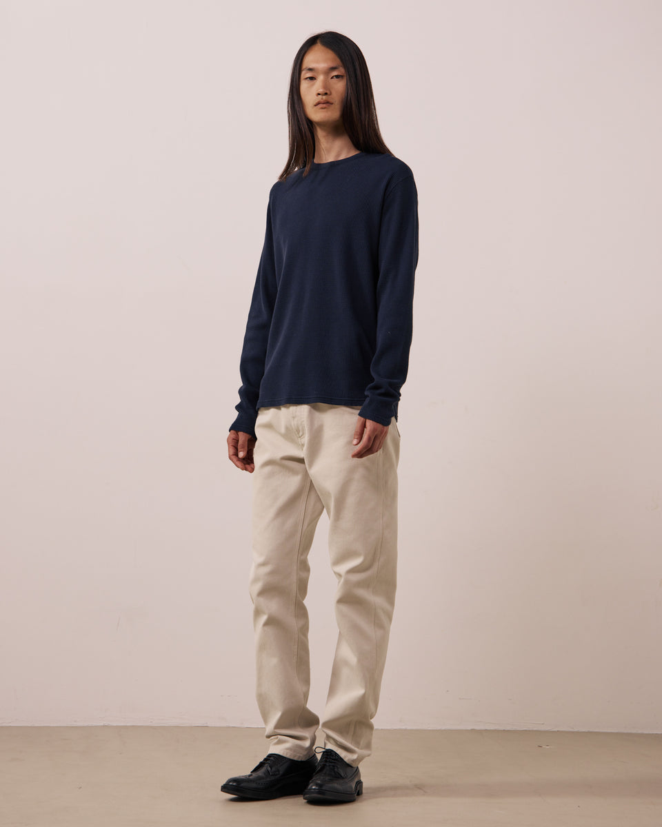 T-shirt Homme en Coton Gaufré Bleu Nuit Crew - Image 2