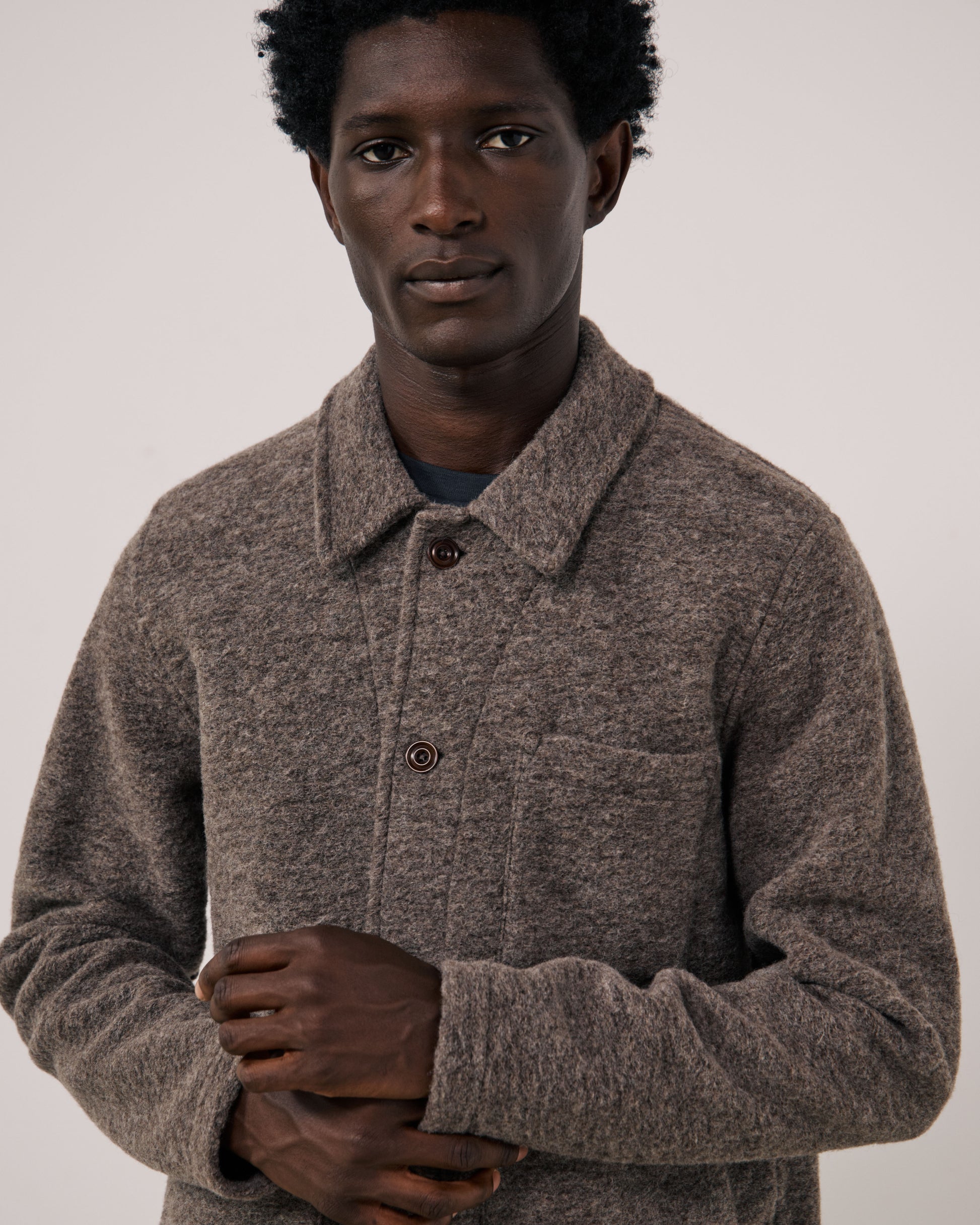 Veste Homme en Laine Bouillie Taupe Service