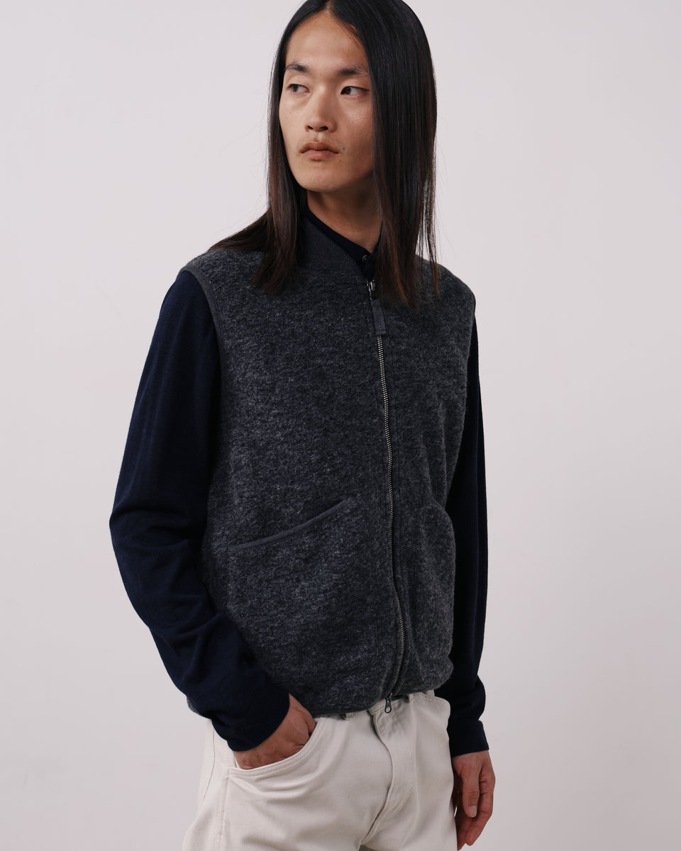 Gilet Homme en Laine Bouillie Carbone - Image 3