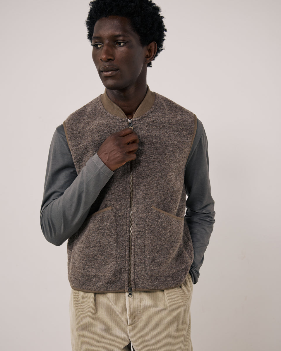 Gilet Homme en Laine Bouillie Taupe - Image principale