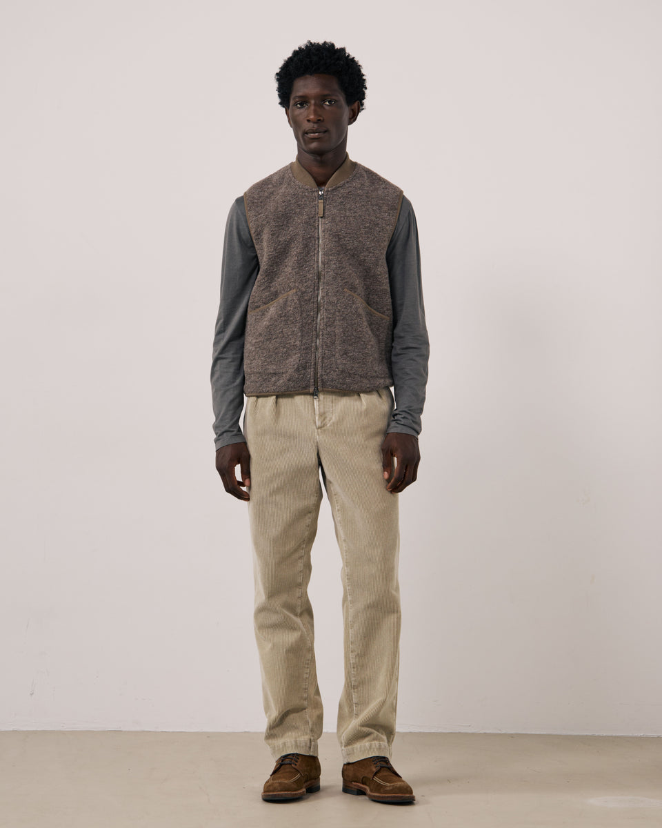 Gilet Homme en Laine Bouillie Taupe - Image 2