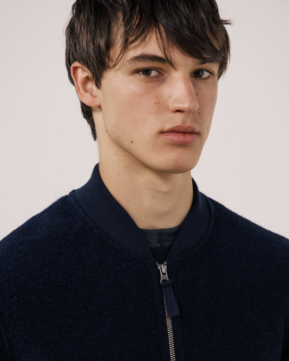 Blouson Homme en Laine Bouillie Bleu Marine Bomber