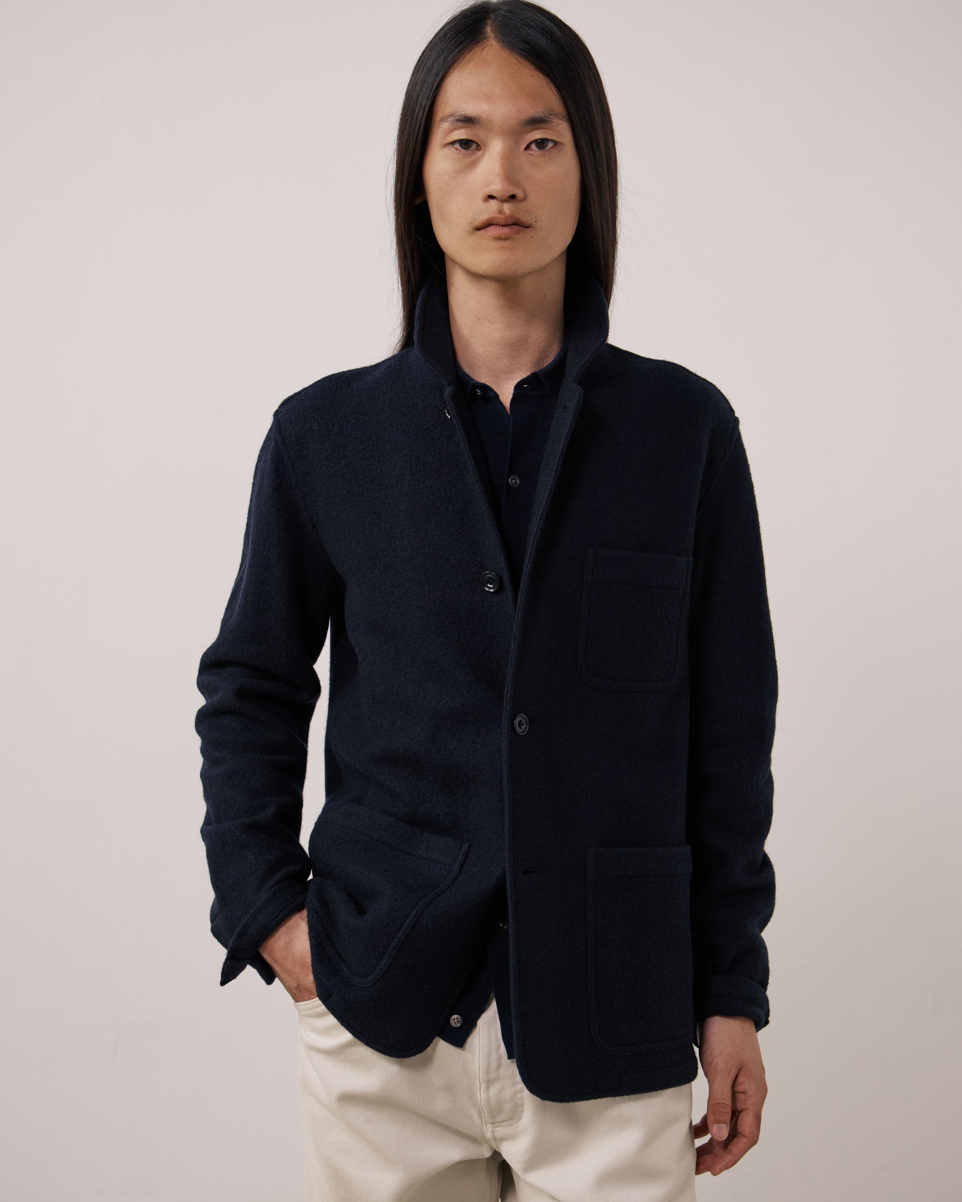 Veste Homme en Laine Bouillie Bleu Marine
