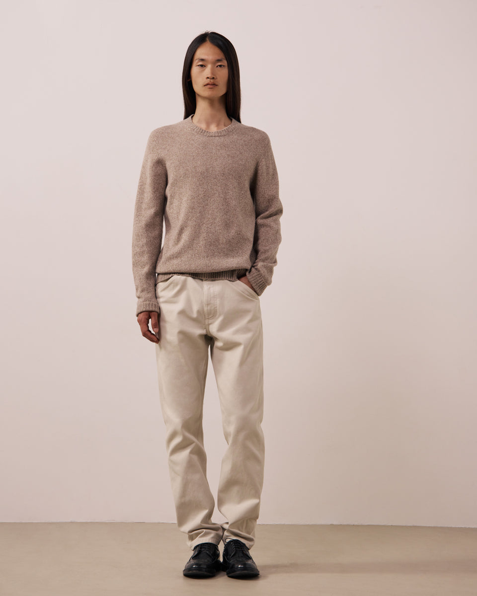 Seamless Crew Men's Tobacco Extra-Fine Merino Wool Sweater - Image 3