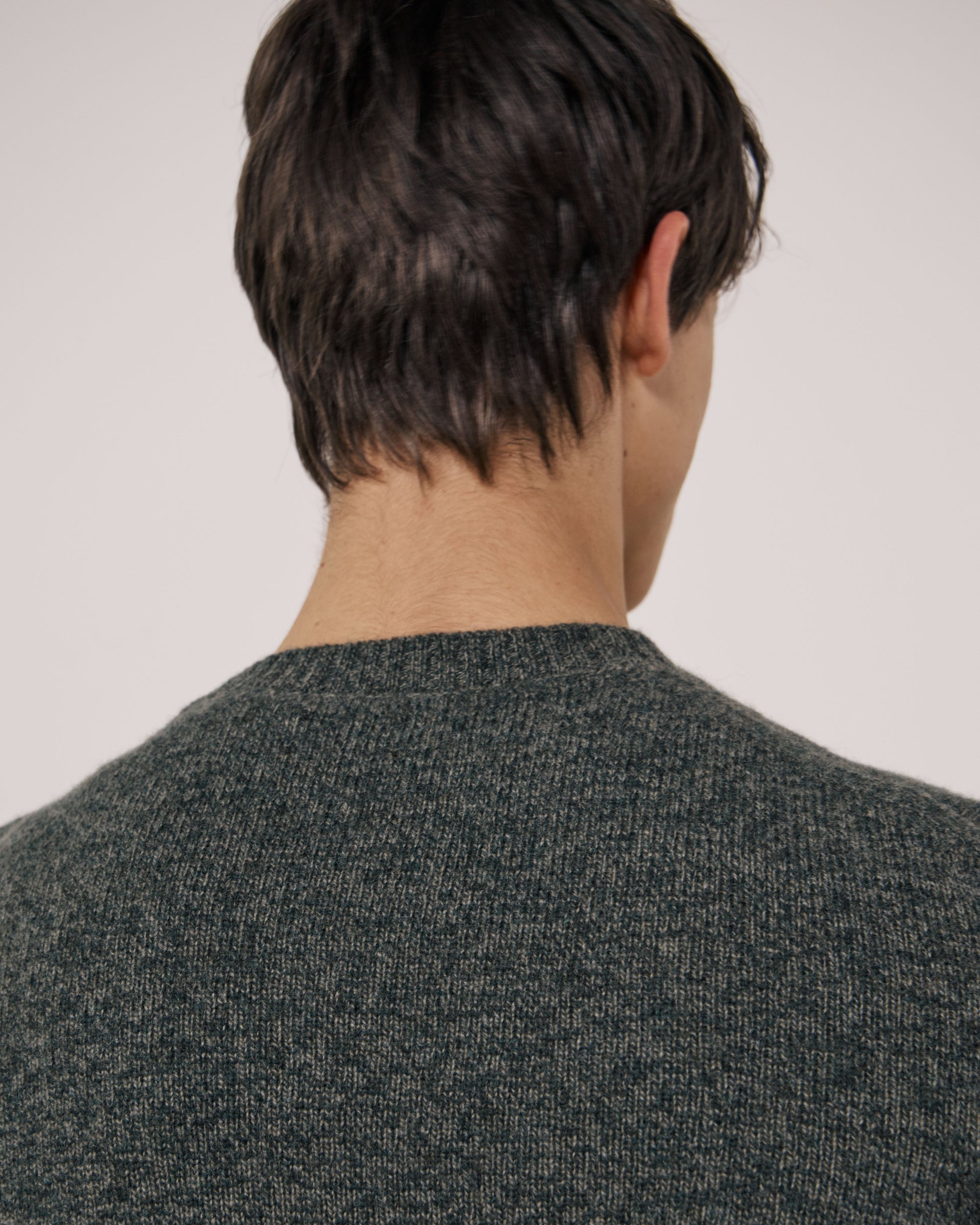 Pull Homme en Laine Mérinos Extrafine Vert Camo Seamless Crew