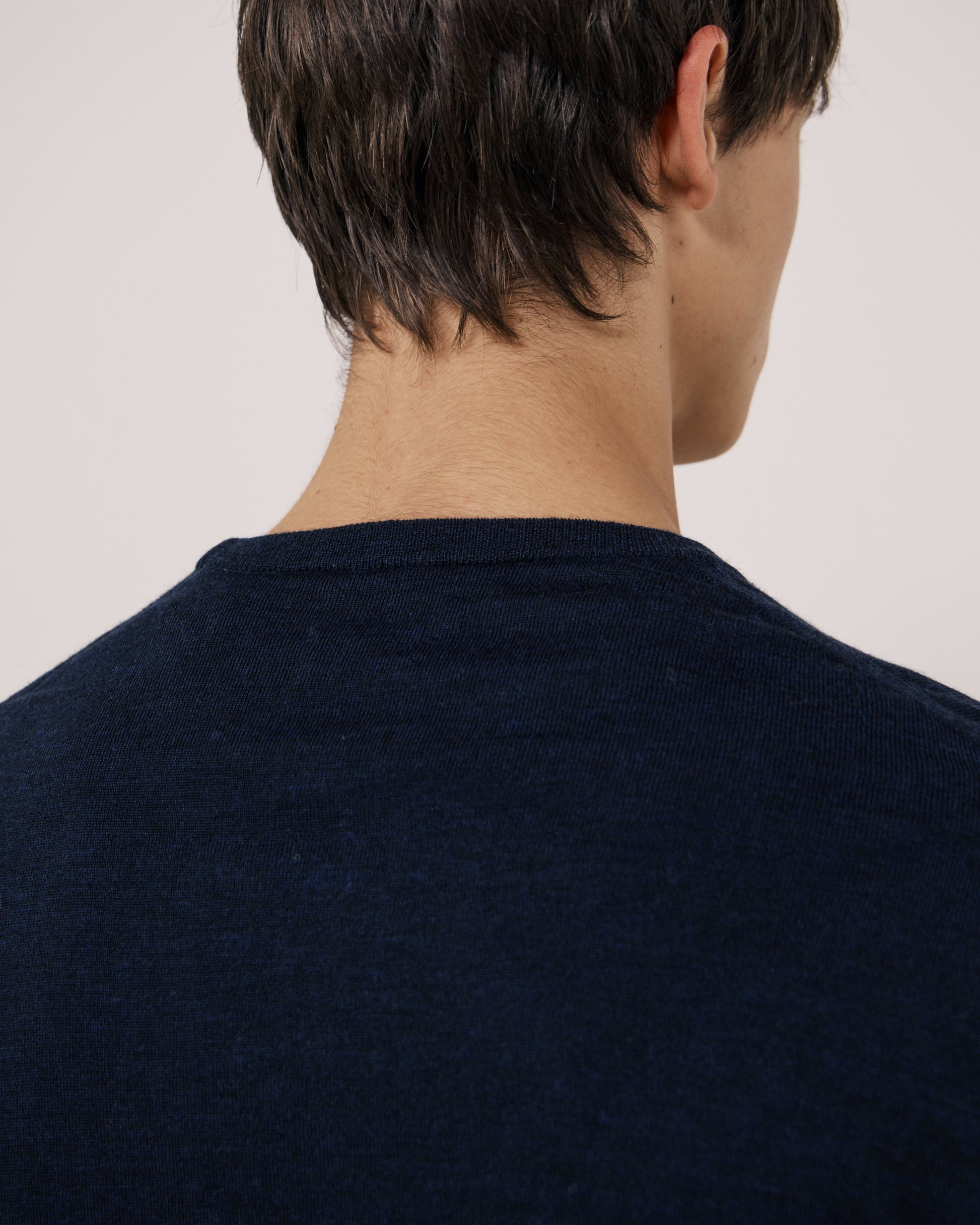 Pull Homme en Laine Extrafine Bleu Marine Merino Crew