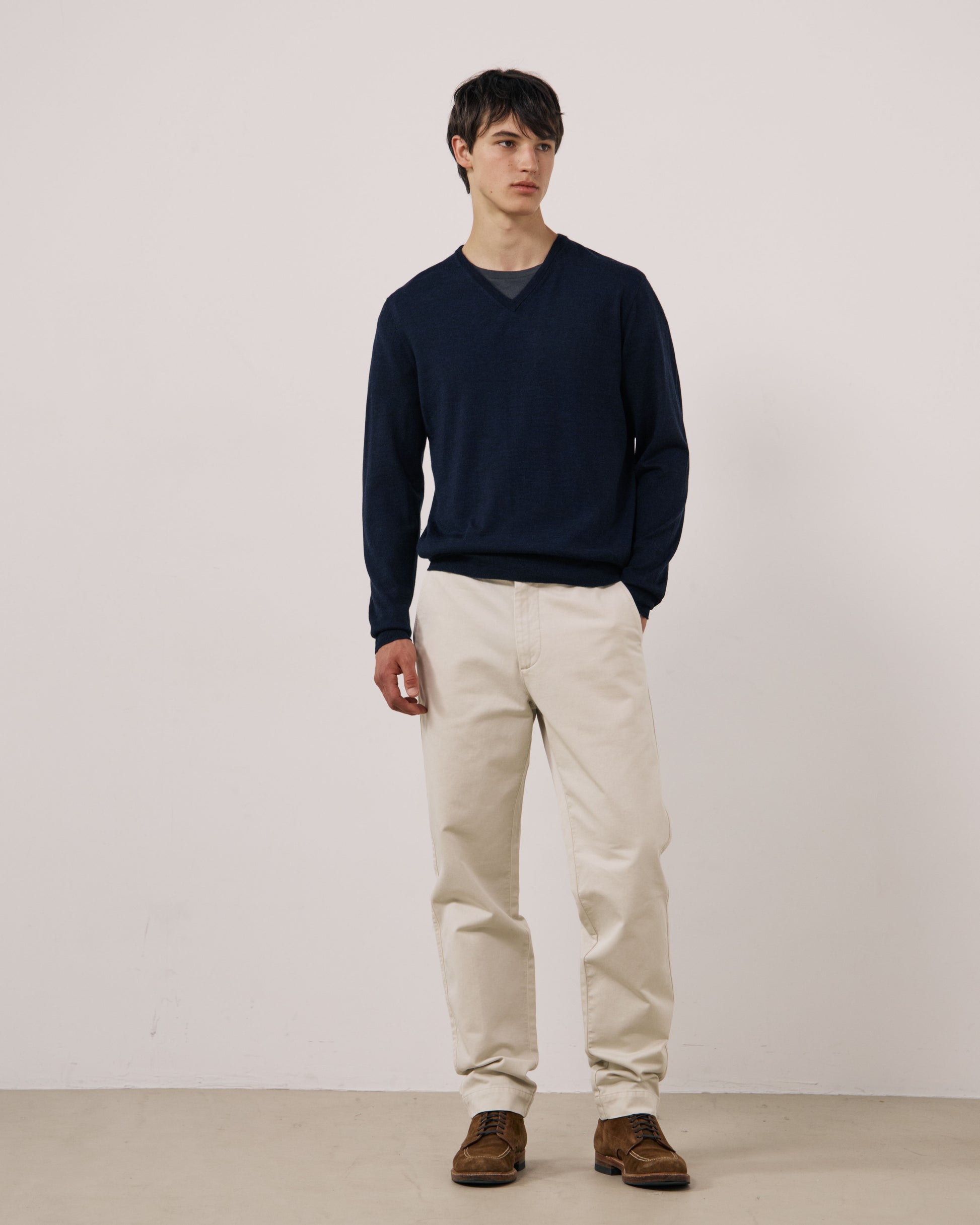 Pull Homme en Laine Extrafine Bleu Marine Merino Vee