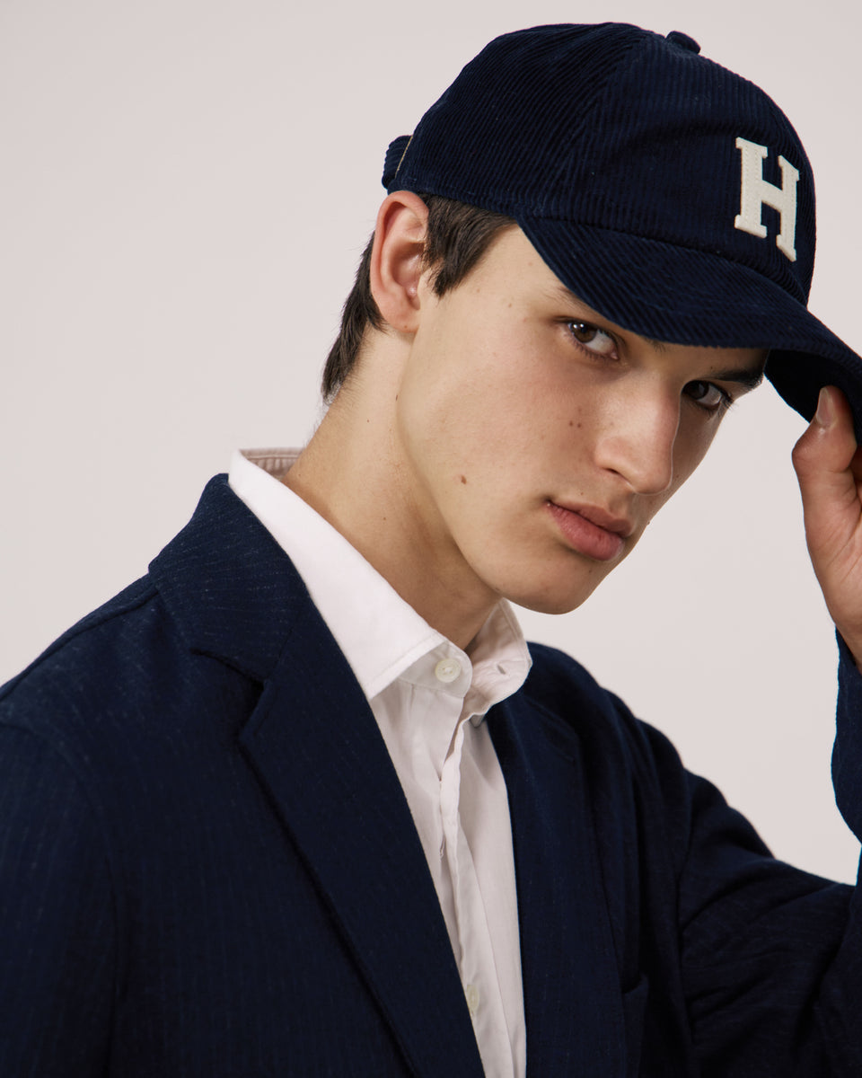 Casquette Homme en Velours Côtelé Bleu Marine - Image 2