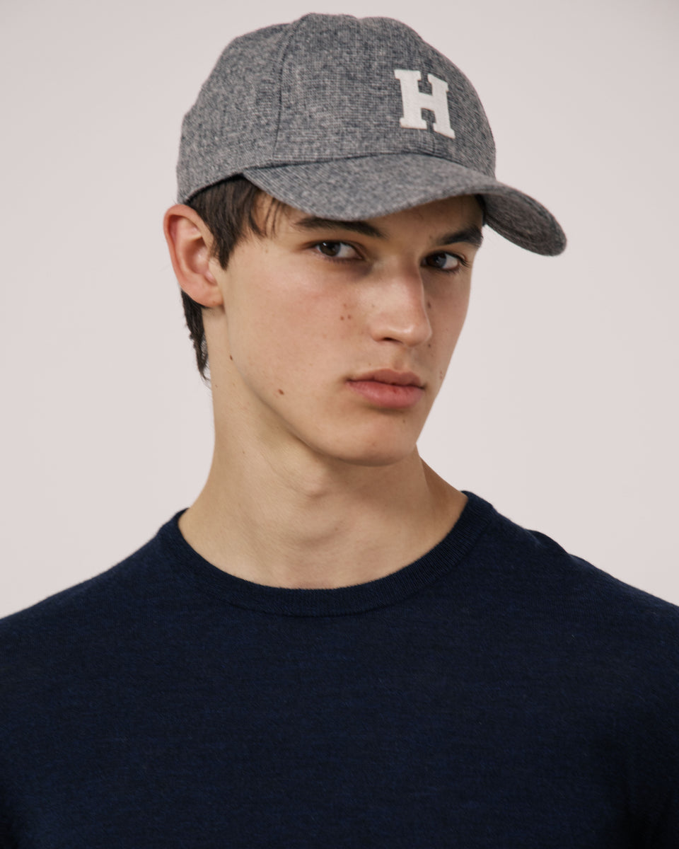Gorra de franela de lana a cuadros gris para hombre H - Image 2