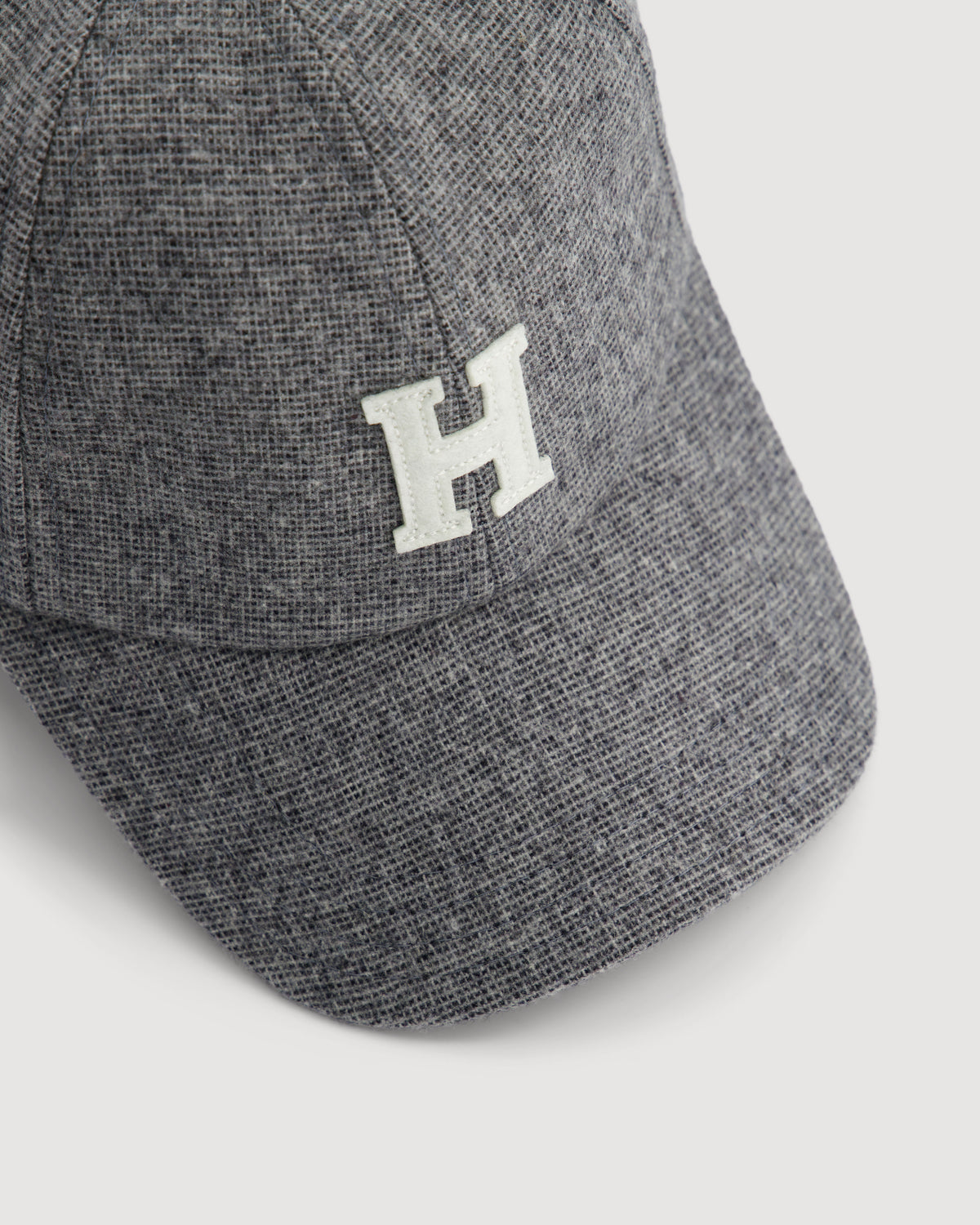 Casquette Homme en Flanelle de Laine à Carreaux Gris H