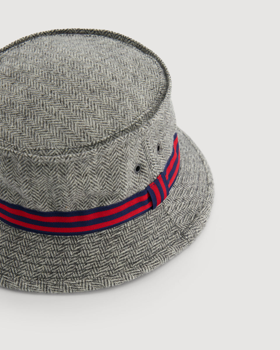 Chapeau Homme en Laine à Chevrons Gris Pork Pie - Image 3