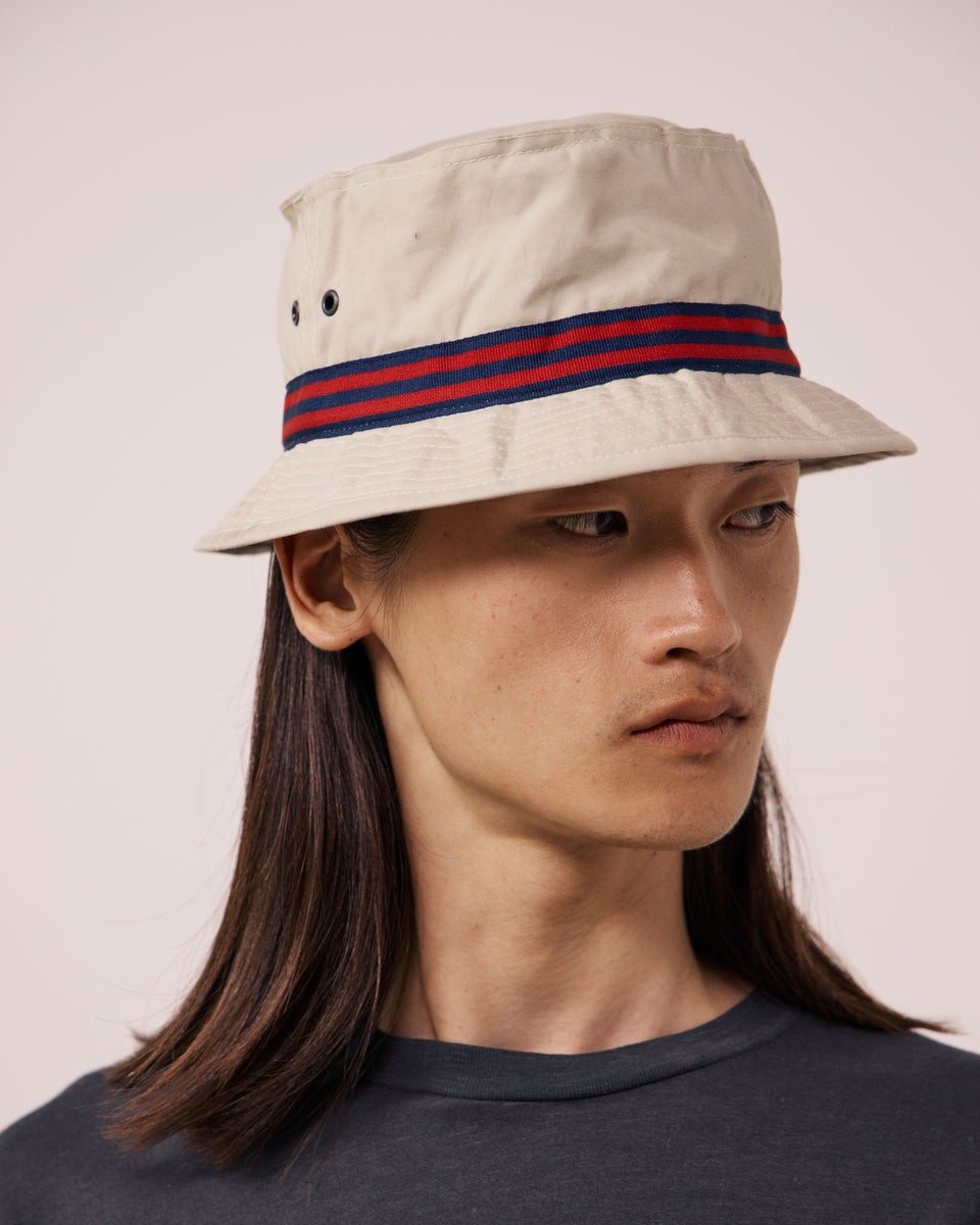 Chapeau Homme en Gabardine de Coton Ecru Pork Pie - Image 2