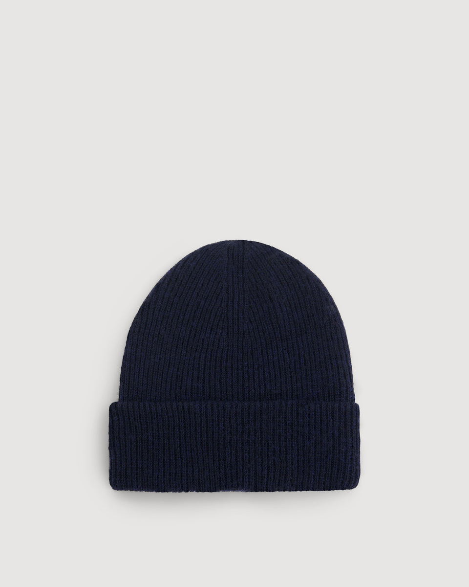 Bonnet Homme en Laine Mérinos Bleu Marine Seamless - Image 3