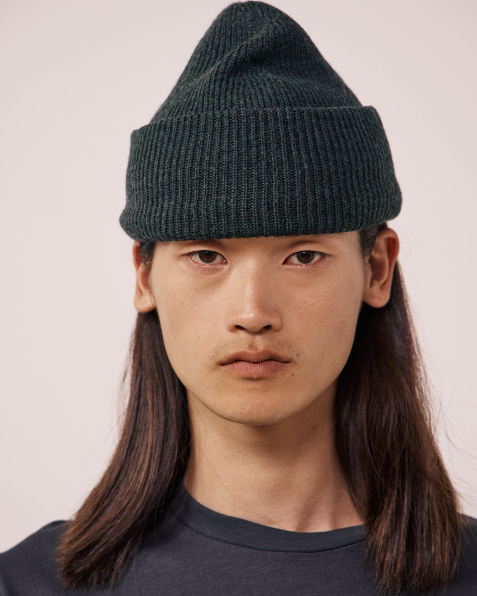 Bonnet Homme en Laine Mérinos Vert Forêt Seamless - Image 2