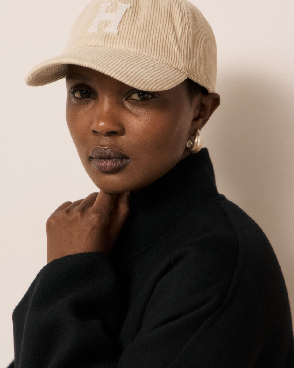 Women's Cream Corduroy Cap - Image principale