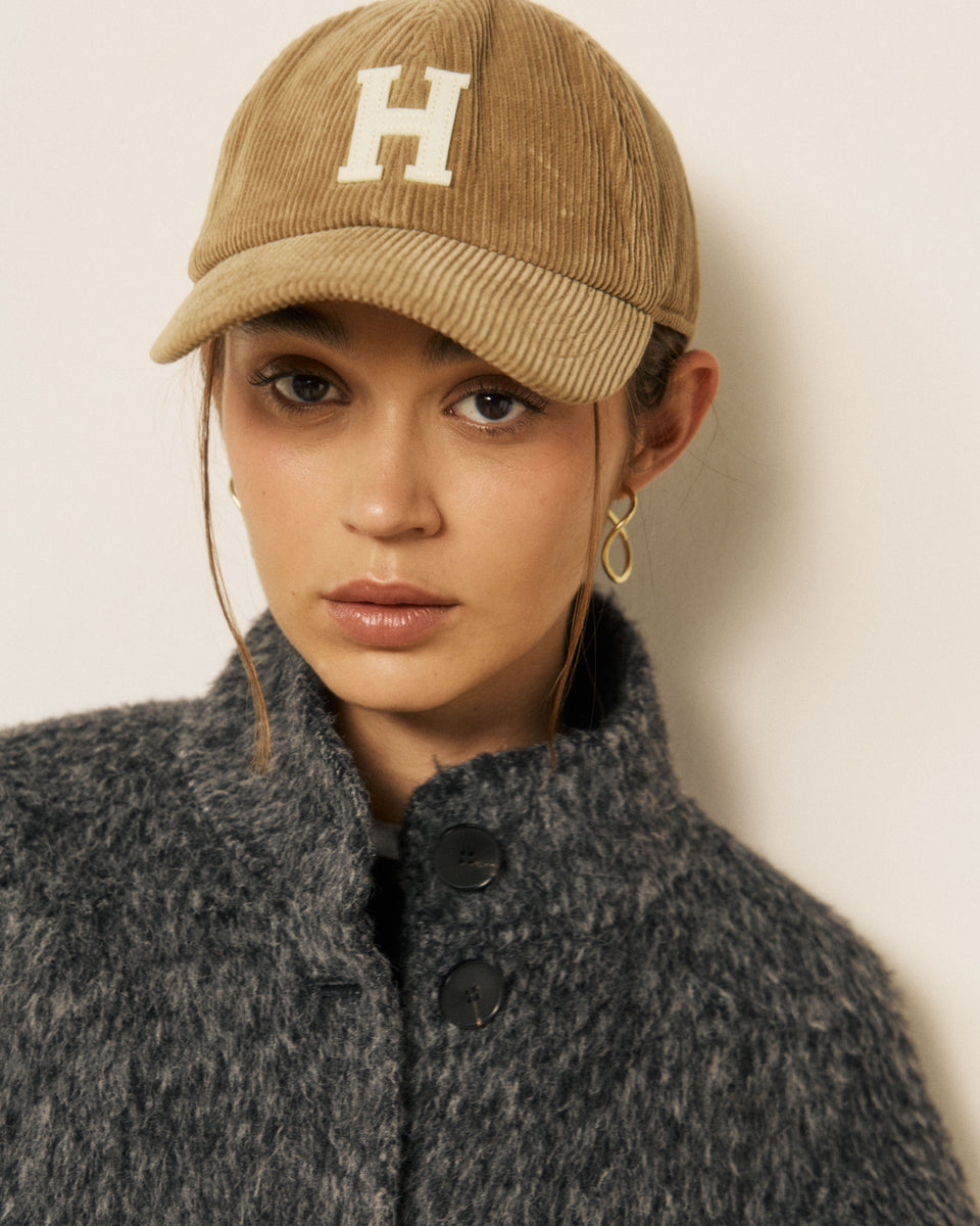 Casquette Femme en Velours Côtelé Kaki - Image 2