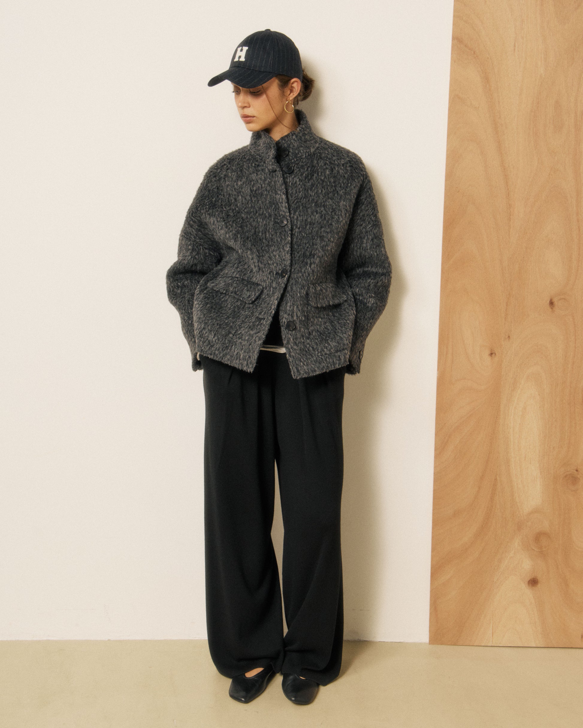 Casquette Femme en Flanelle à Rayures Bleu Nuit H