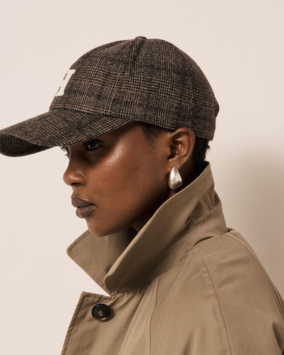 Casquette Femme en Flanelle imprimé Prince de Galles Marron H