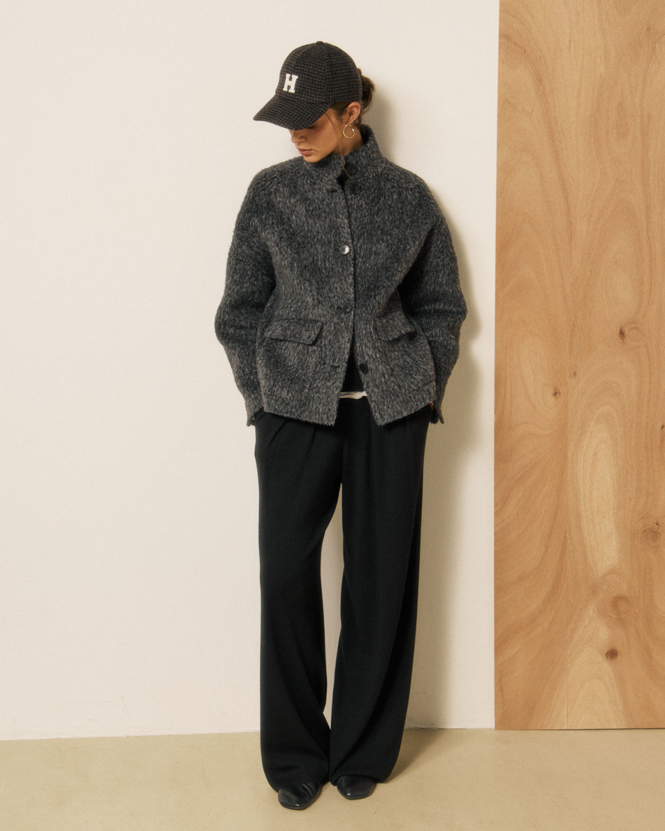 Casquette Femme en Flanelle de laine Pied-de-poule Marron & Noir H - Image 3