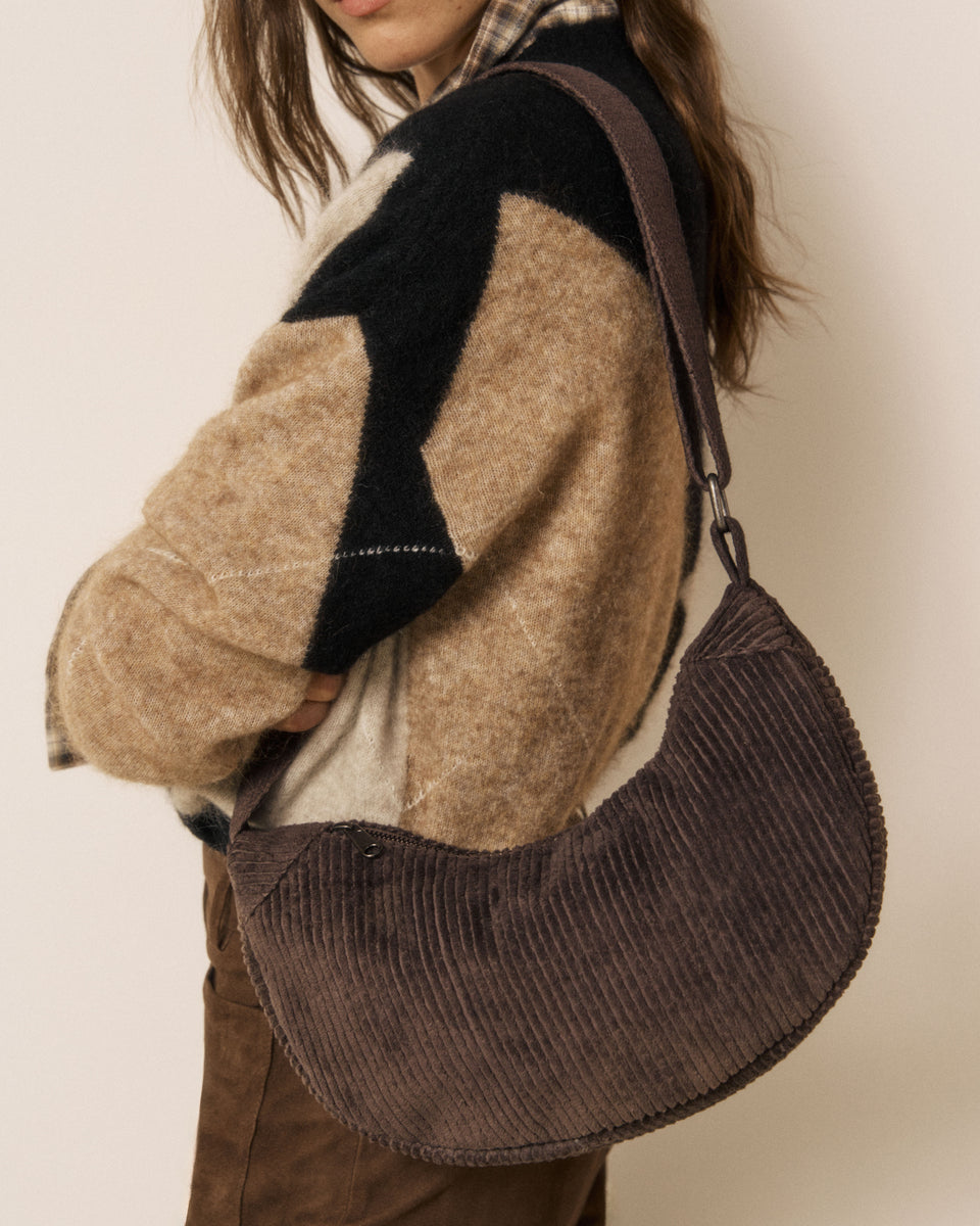 Sac Femme en Velours Côtelé Chocolat Anouk - Image principale
