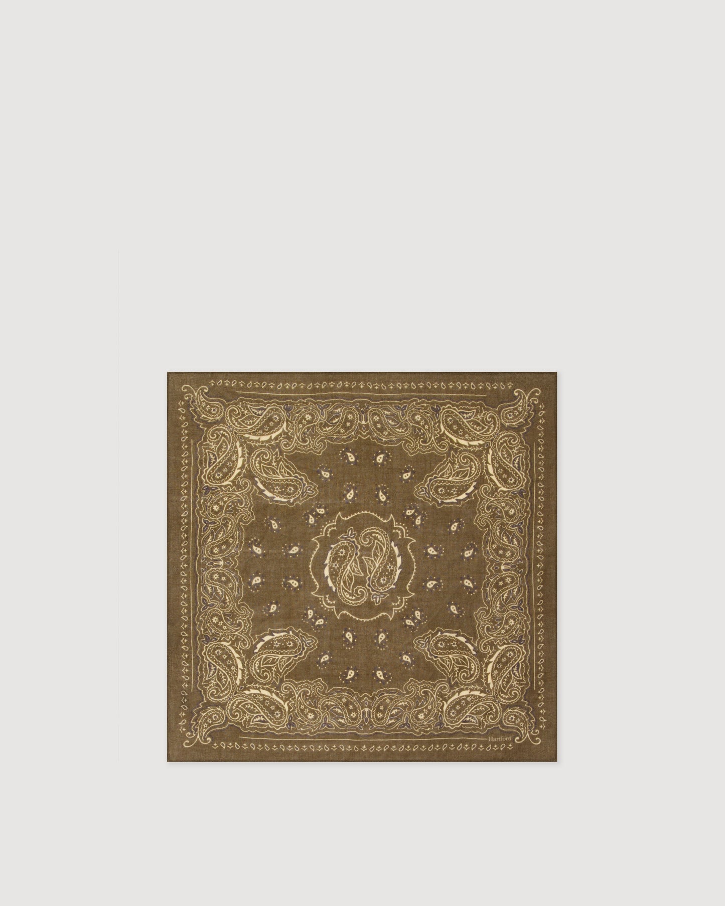 Echarpe Homme en Laine imprimée Paisley Vert Militaire Bandana