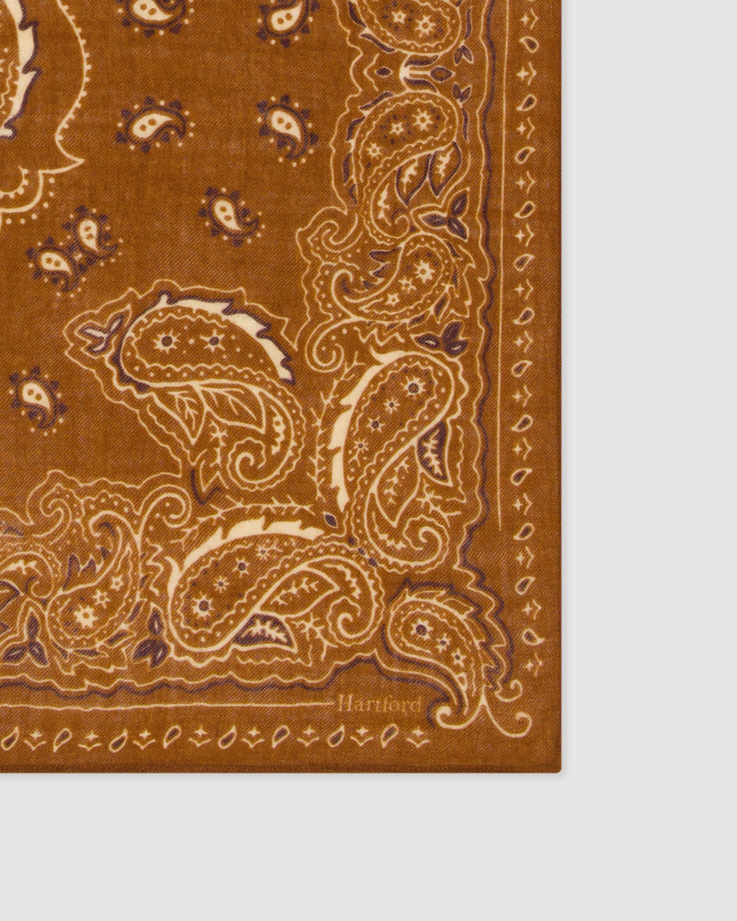 Echarpe Homme en Laine imprimée Paisley Marron Bandana