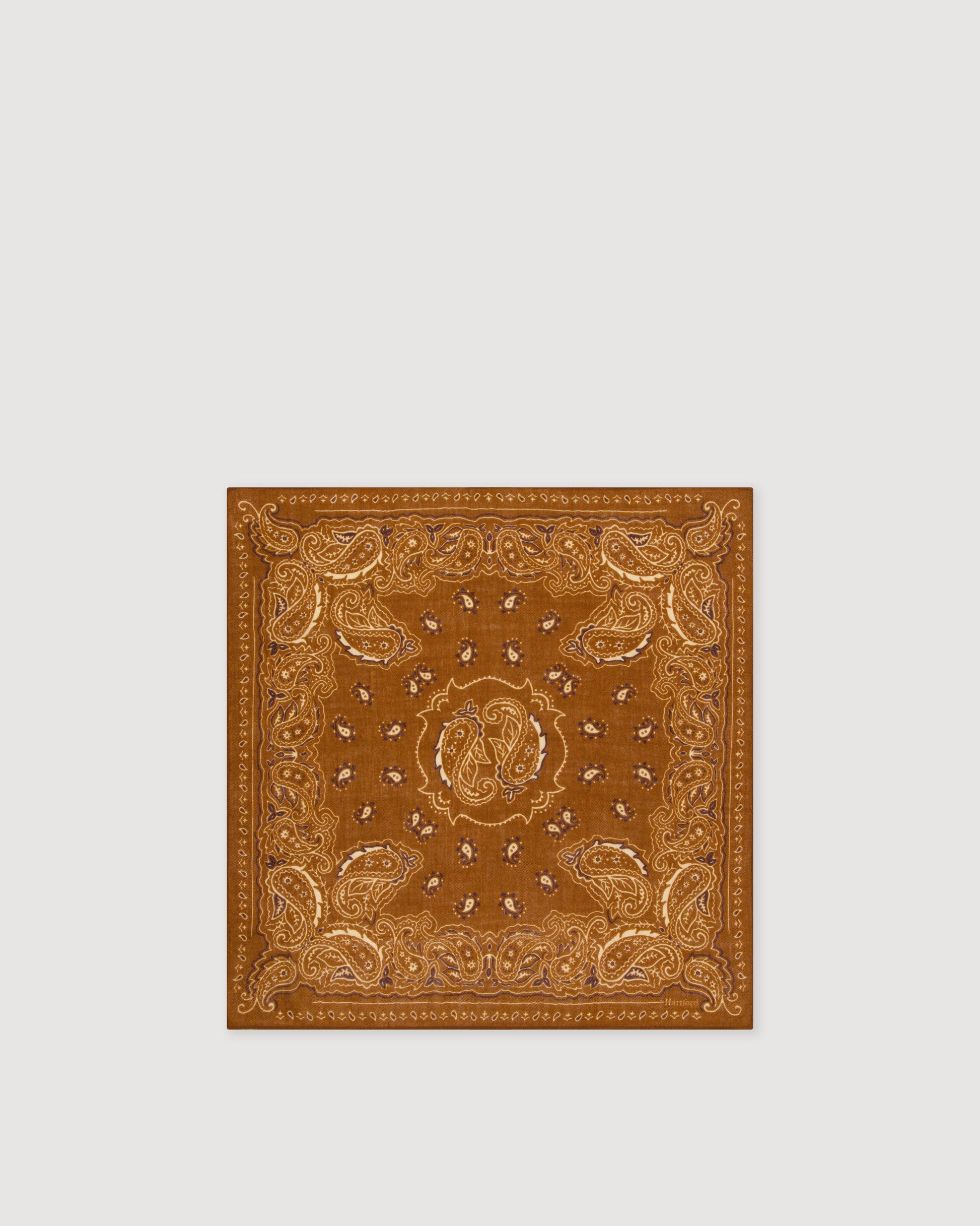 Echarpe Homme en Laine imprimée Paisley Marron Bandana