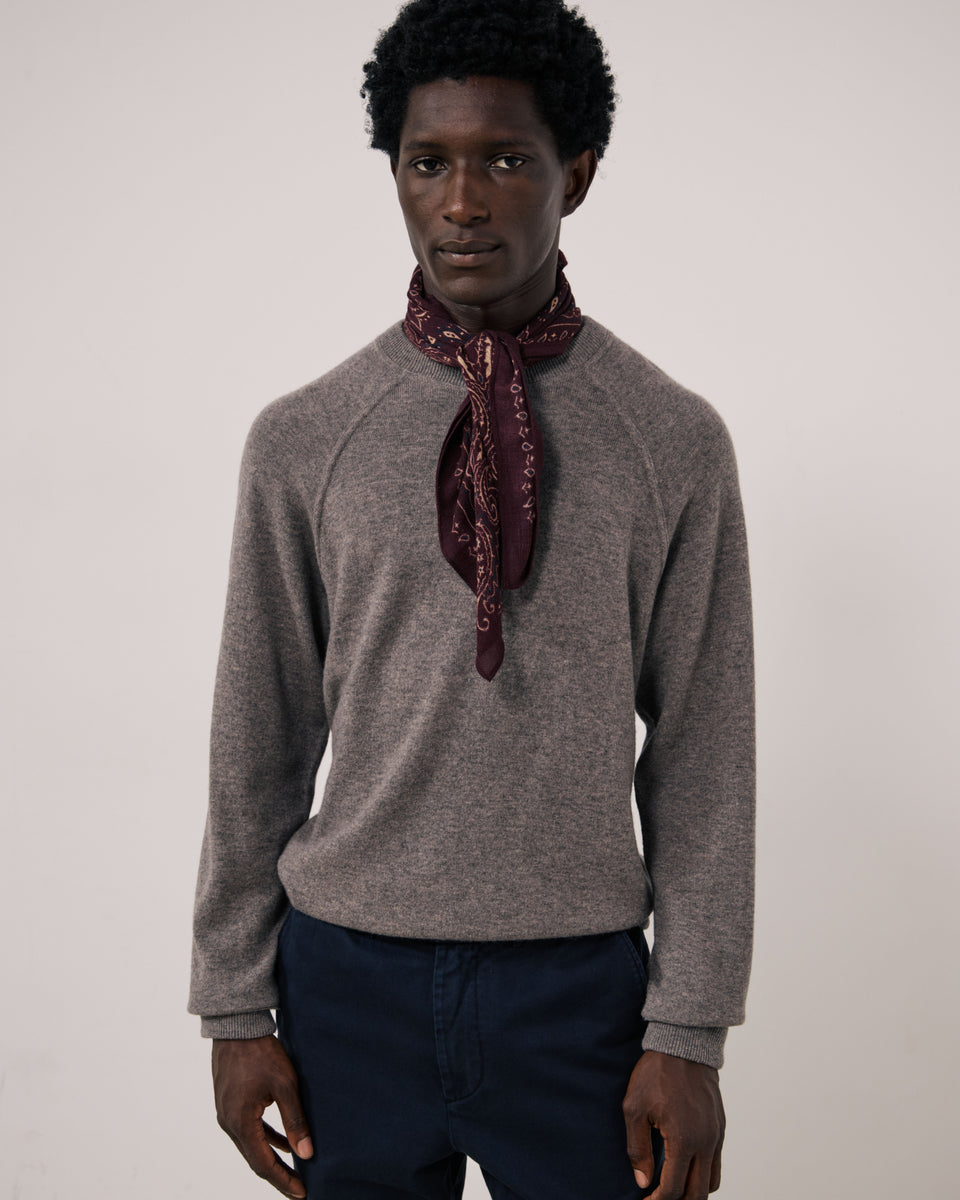Echarpe Homme en Laine imprimée Paisley Bordeaux Bandana - Image principale