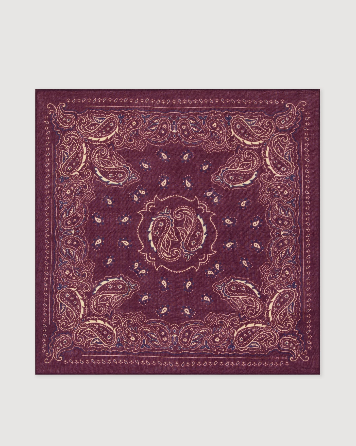Echarpe Homme en Laine imprimée Paisley Bordeaux Bandana