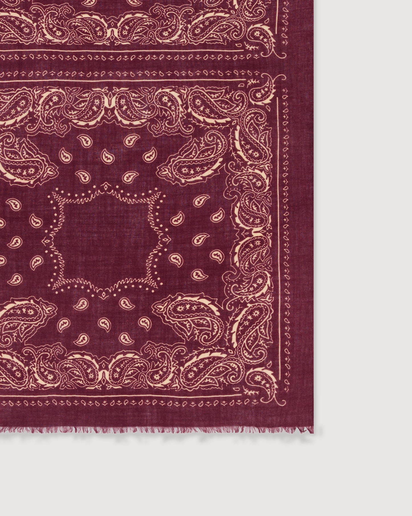 Echarpe Homme en Laine imprimée Paisley Bordeaux Bandana