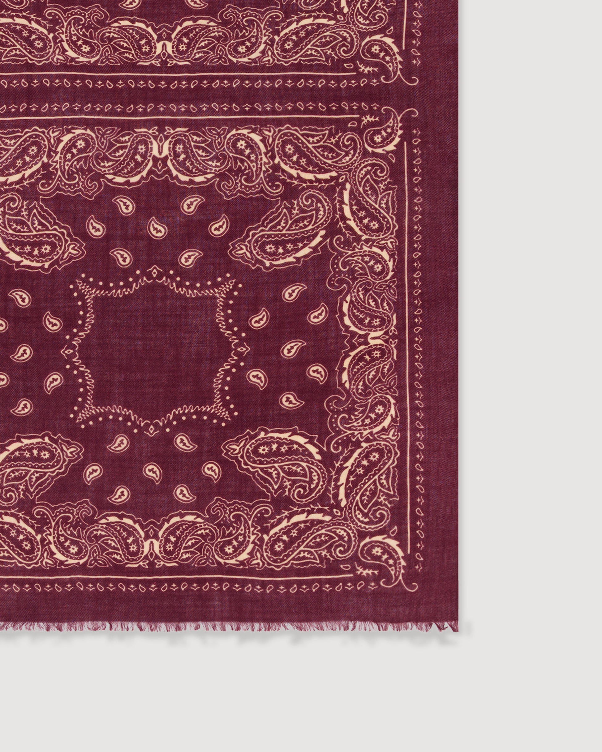 Echarpe Homme en Laine imprimée Paisley Bordeaux Bandana