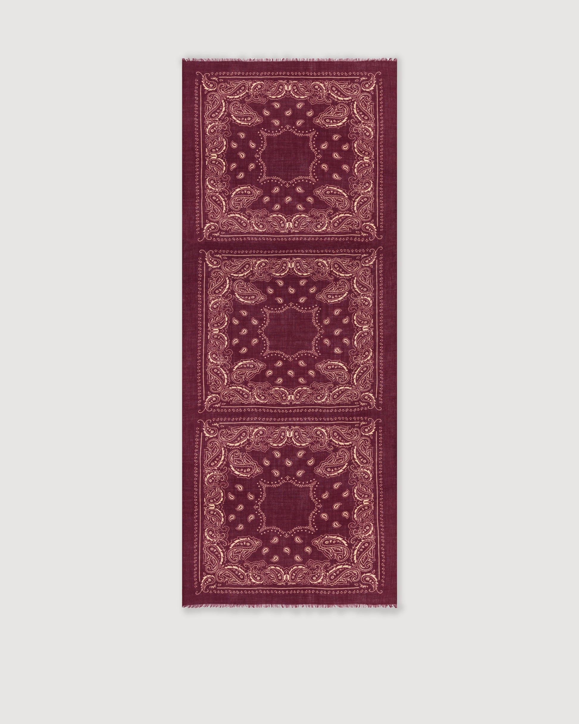 Echarpe Homme en Laine imprimée Paisley Bordeaux Bandana