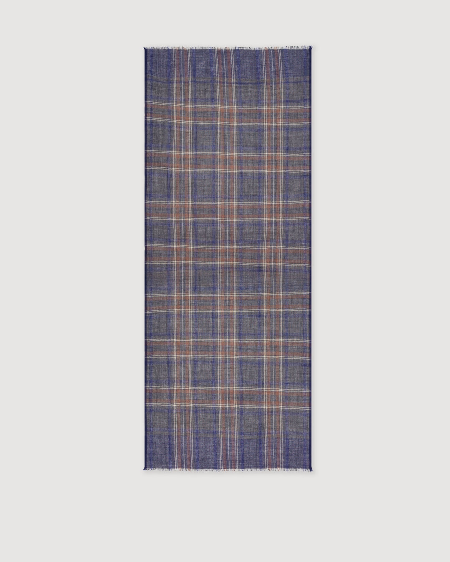 Echarpe Homme en Laine à Carreaux Tartan Bleu & Gris