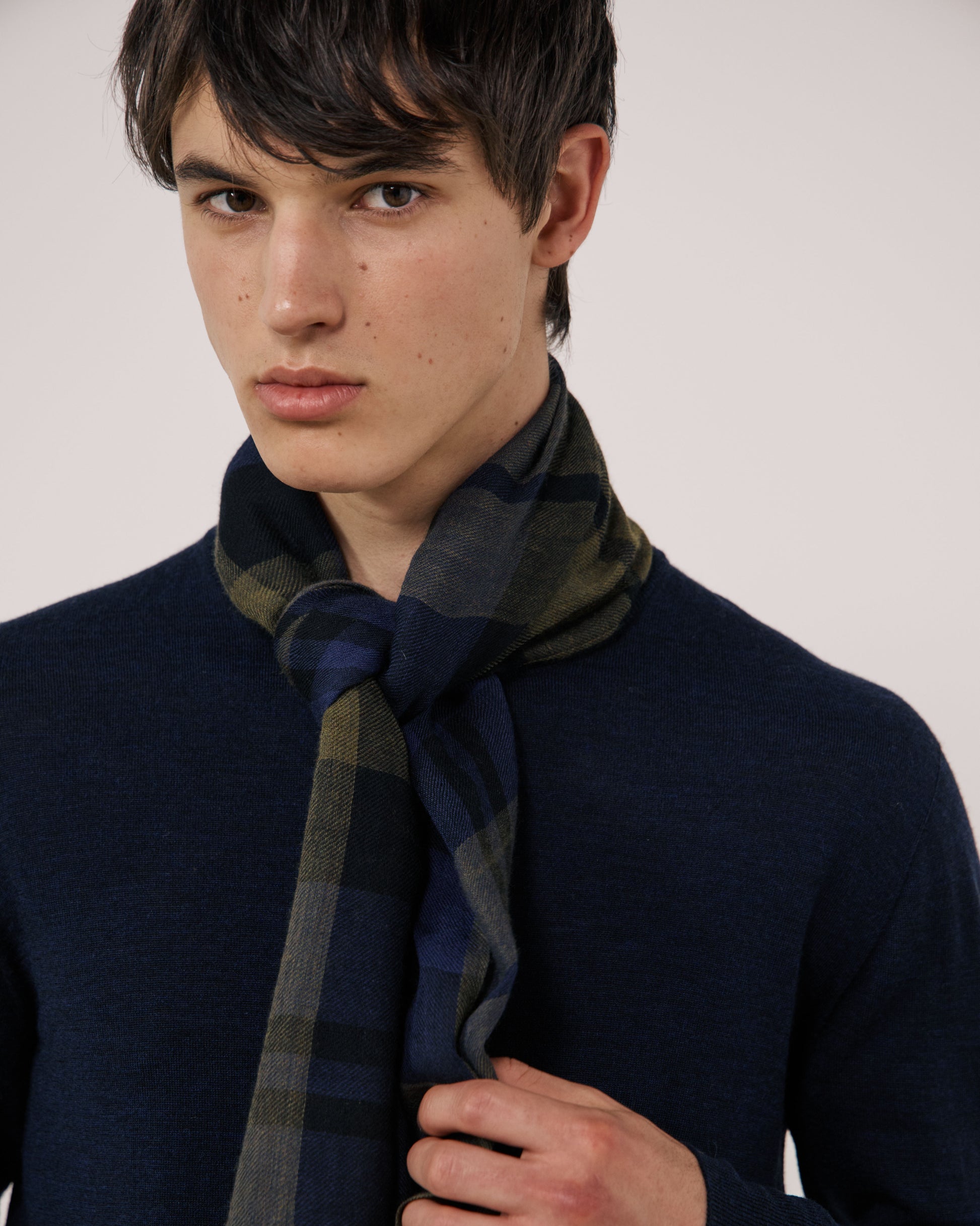Echarpe Homme en Laine à Carreaux Tartan Bleu & Vert Tartan