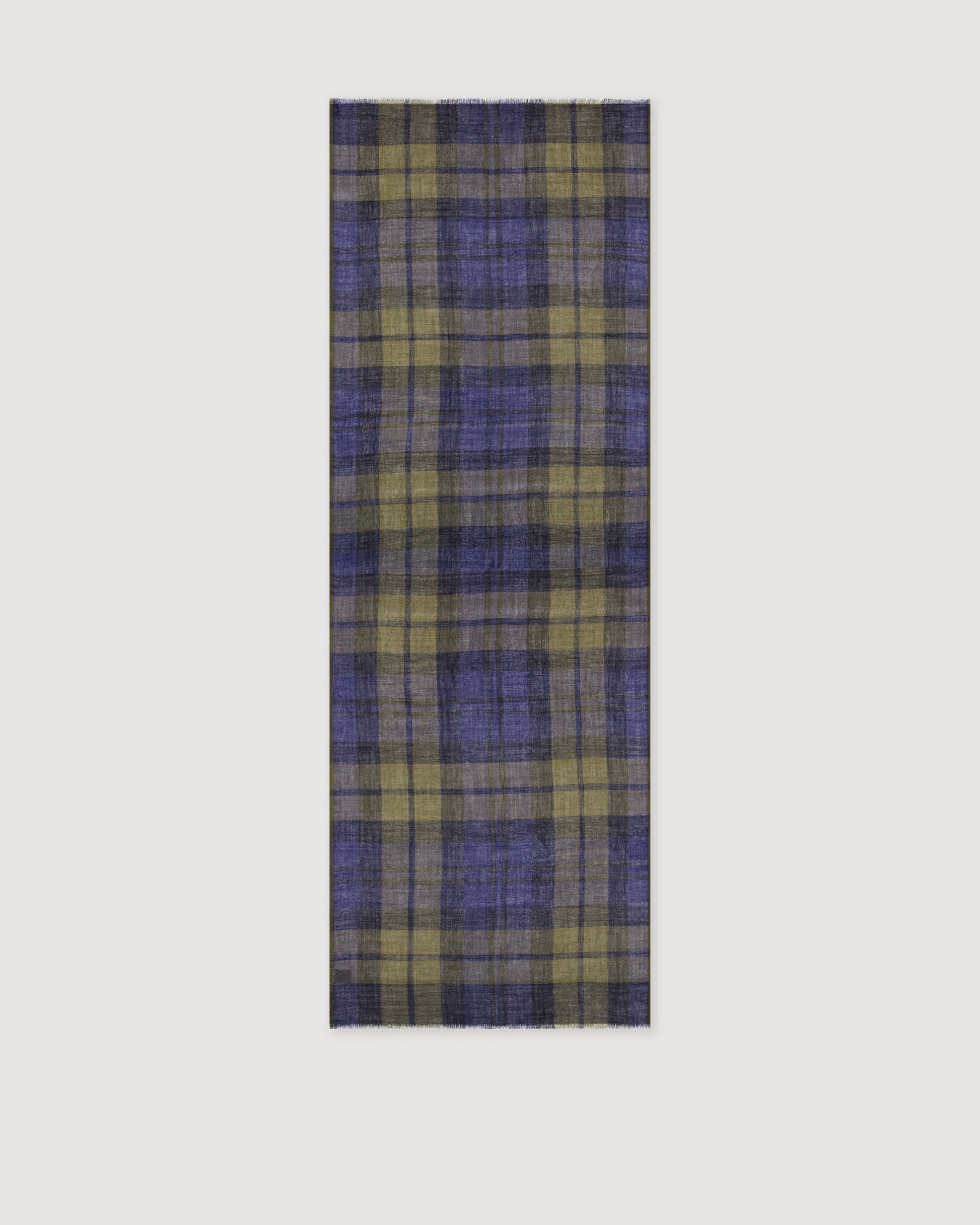 Echarpe Homme en Laine à Carreaux Tartan Bleu & Vert Tartan
